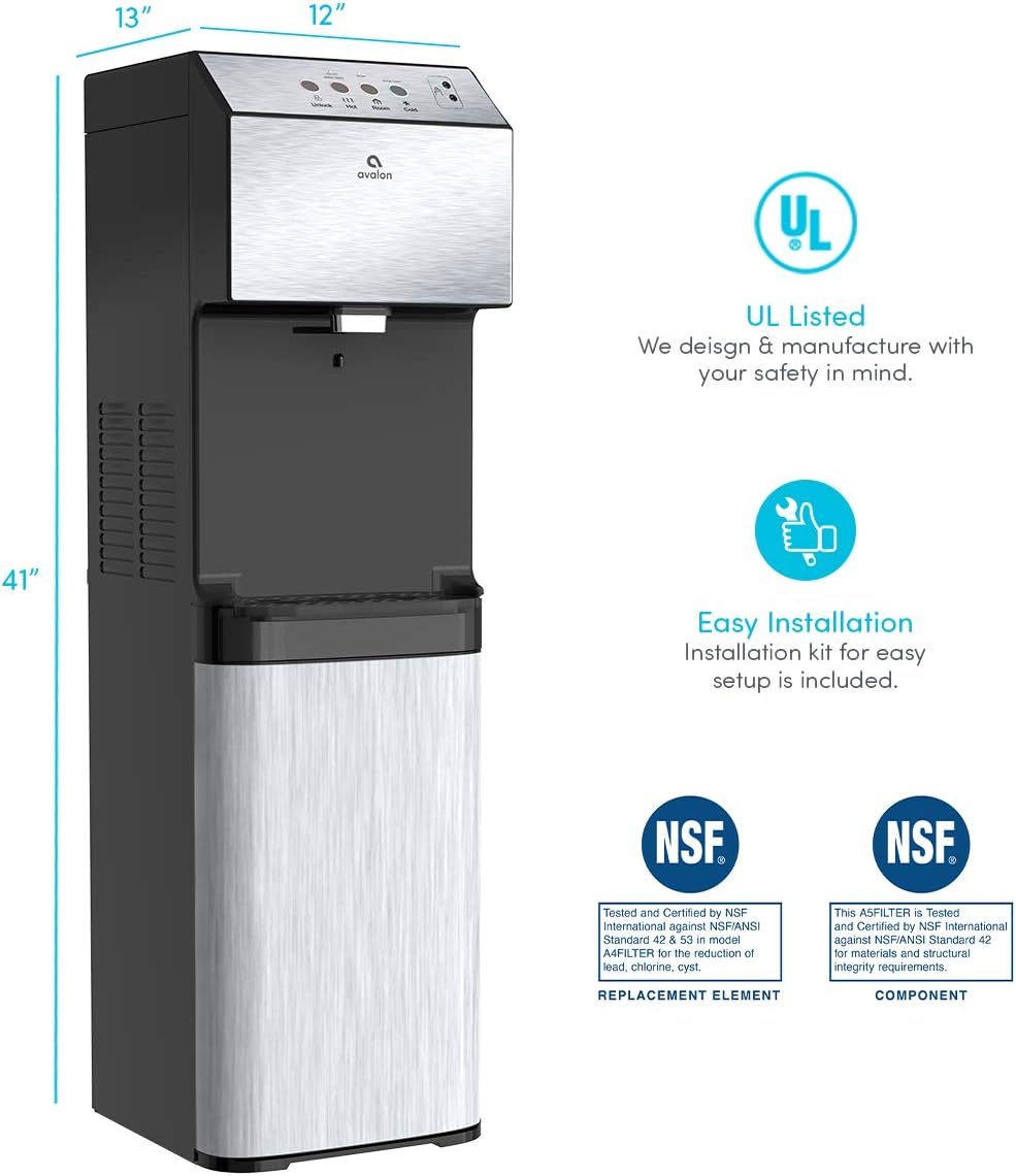 Avalon Self Cleaning Bottleless Water Cooler Dispenser Stainless Steel A13-S