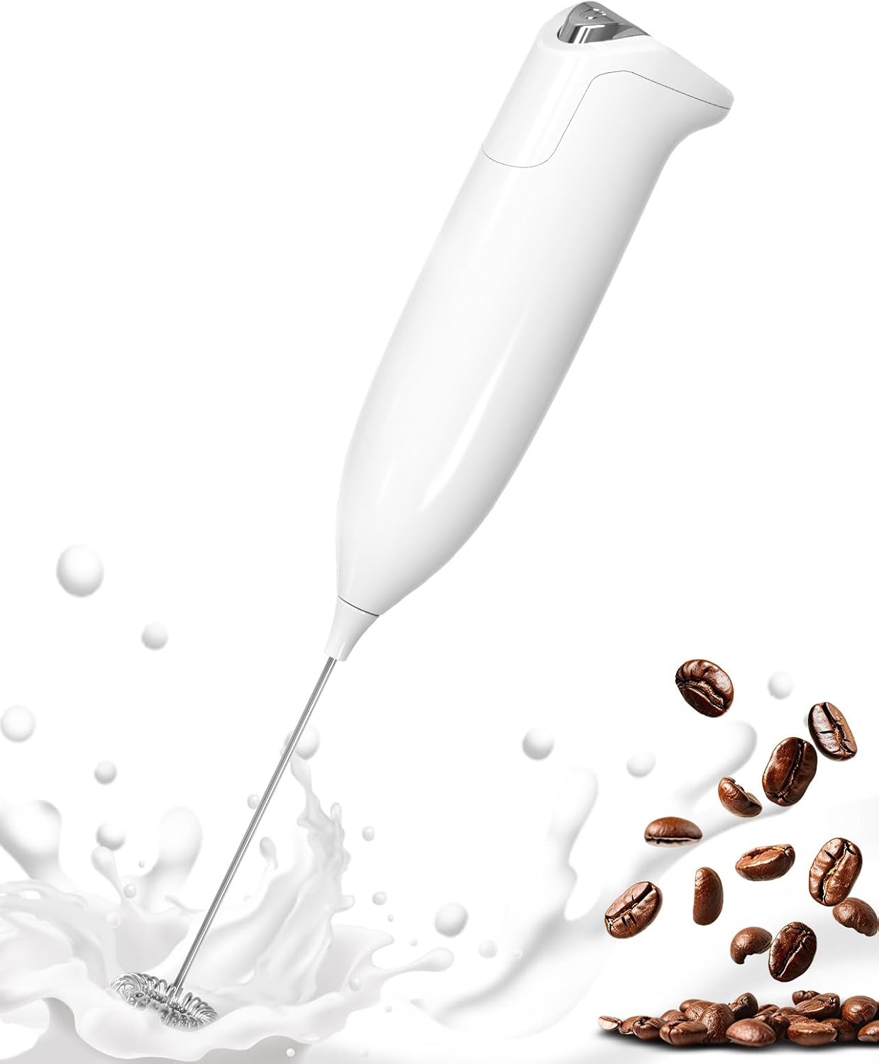 Rechargeable Milk Frother Handheld Dual Coil Whisk Head Mixer