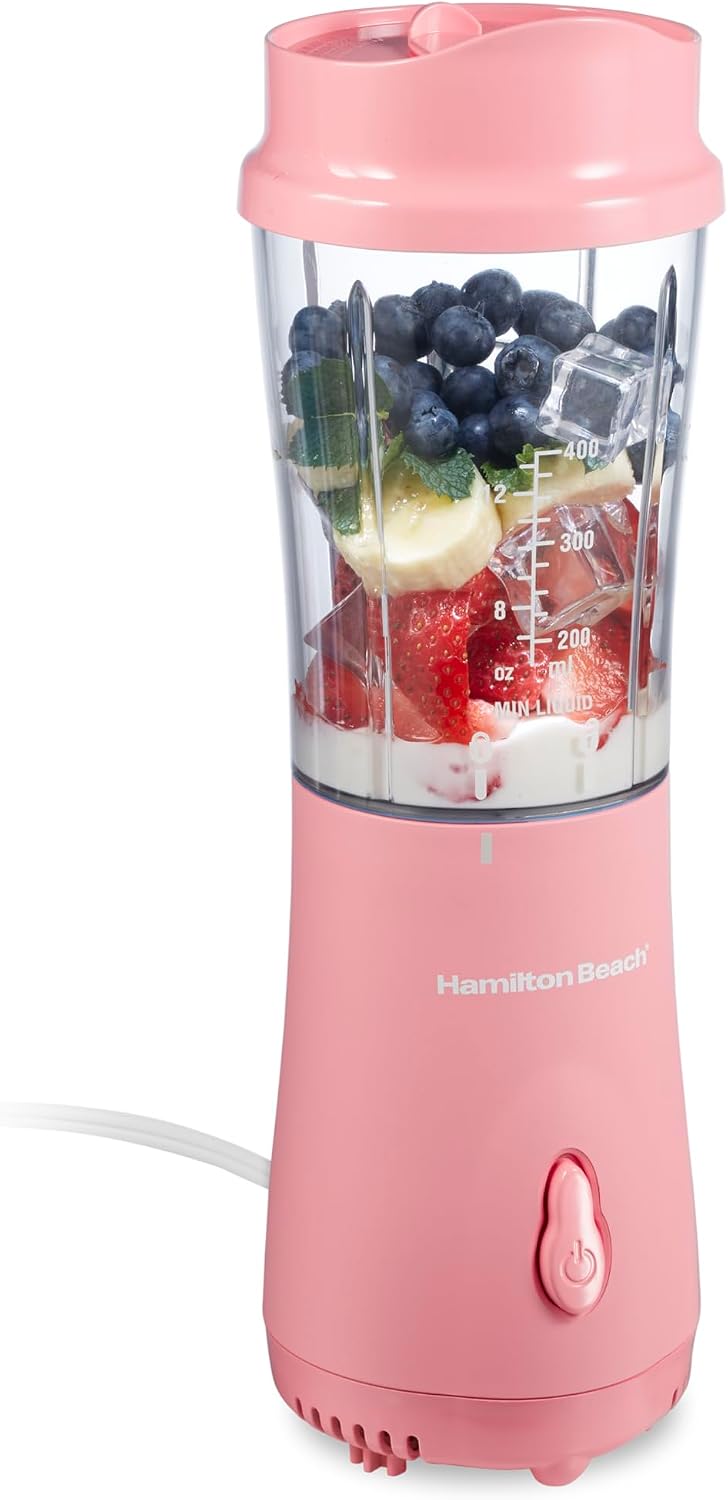 Personal Blender for Smoothies & Protein Shakes, Portable Single Serve Blender with Travel Lid, 14 Oz Bpa-Free Jar, 175W, Compact Countertop Blender, Raspberry, 51131G