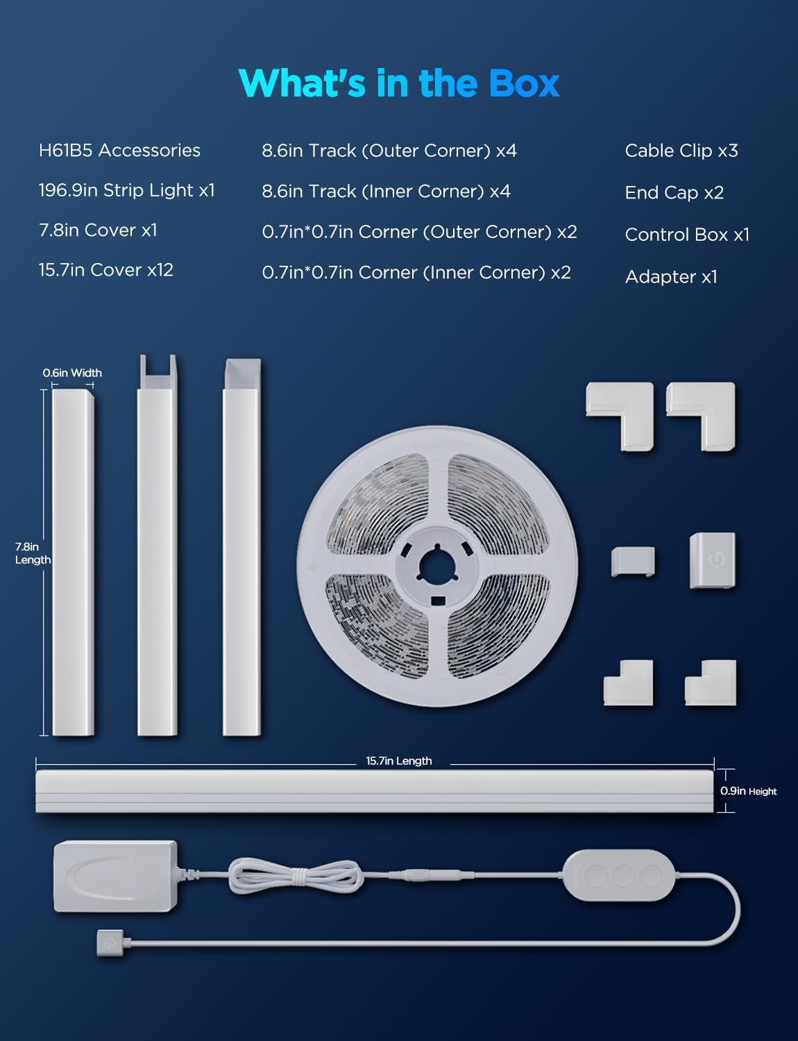 Govee RGBIC LED Strip Lights with Covers H61B5