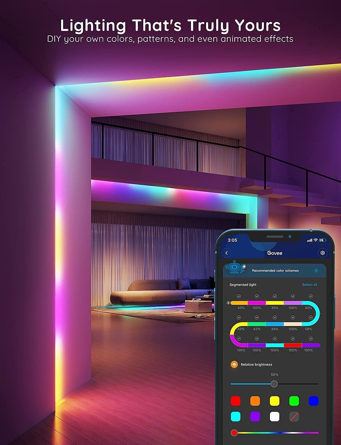 Govee RGBIC LED Strip Lights App Control H617A