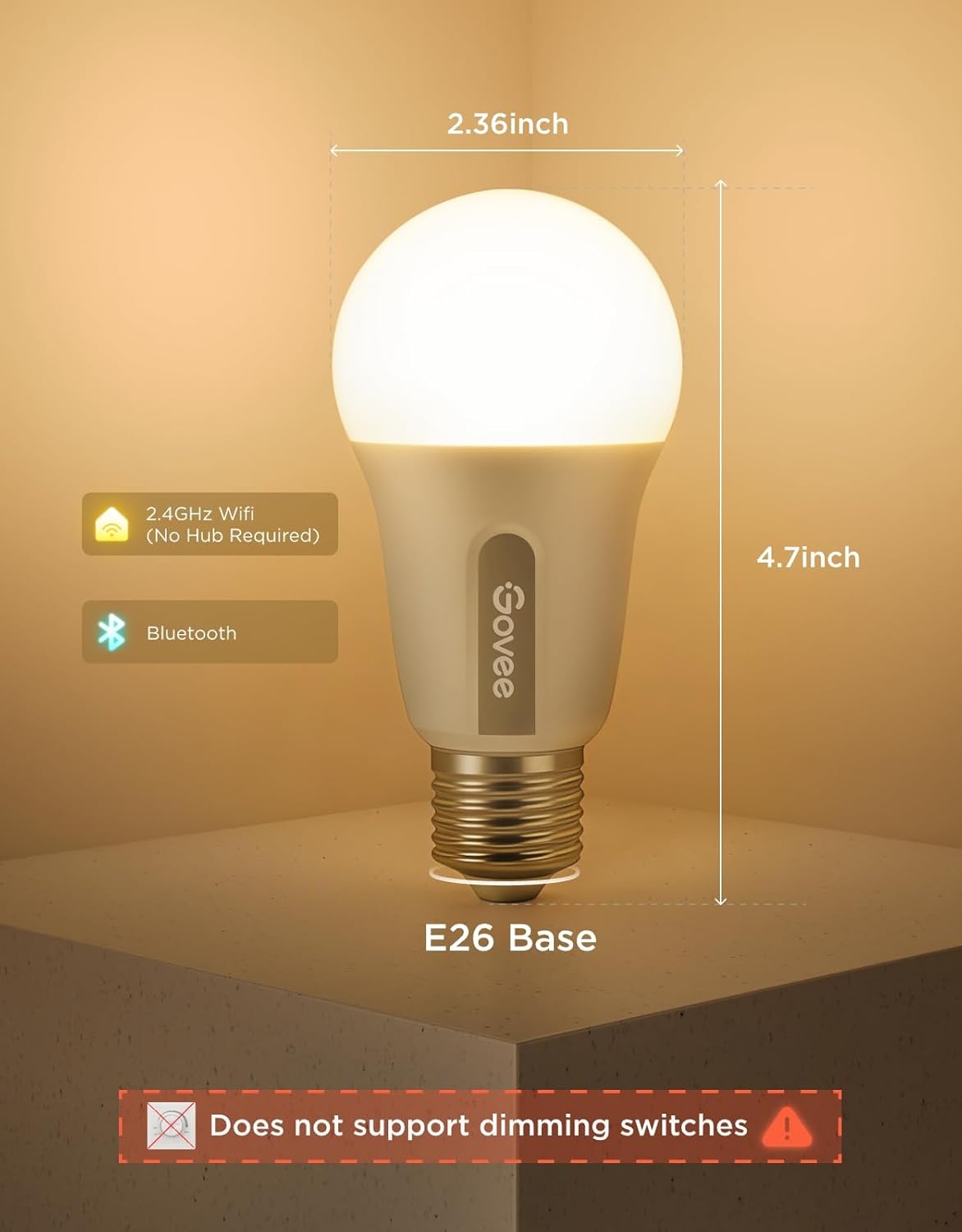 Govee A19 Smart LED Light Bulbs 800-Lumen H6008