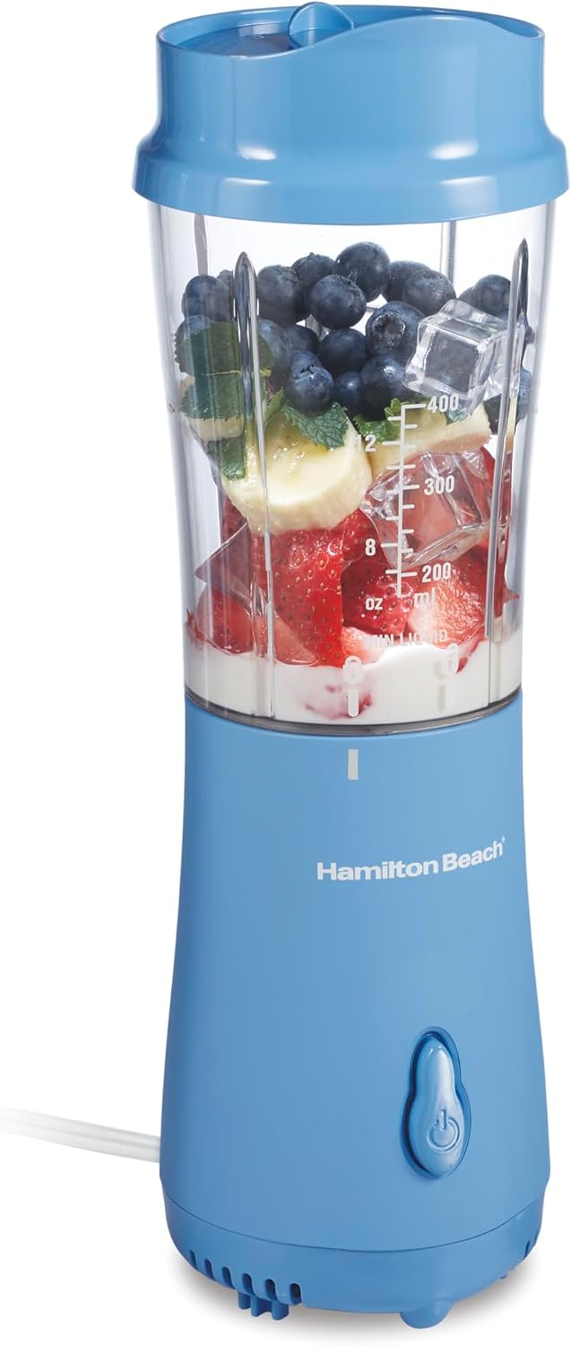 Personal Blender for Smoothies & Protein Shakes, Portable Single Serve Blender with Travel Lid, 14 Oz Bpa-Free Jar, 175W, Compact Countertop Blender, Raspberry, 51131G