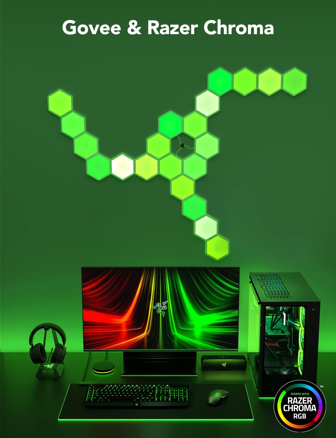 Govee Glide Hexa Light Panels RGBIC Hexagon LED Lights B6061