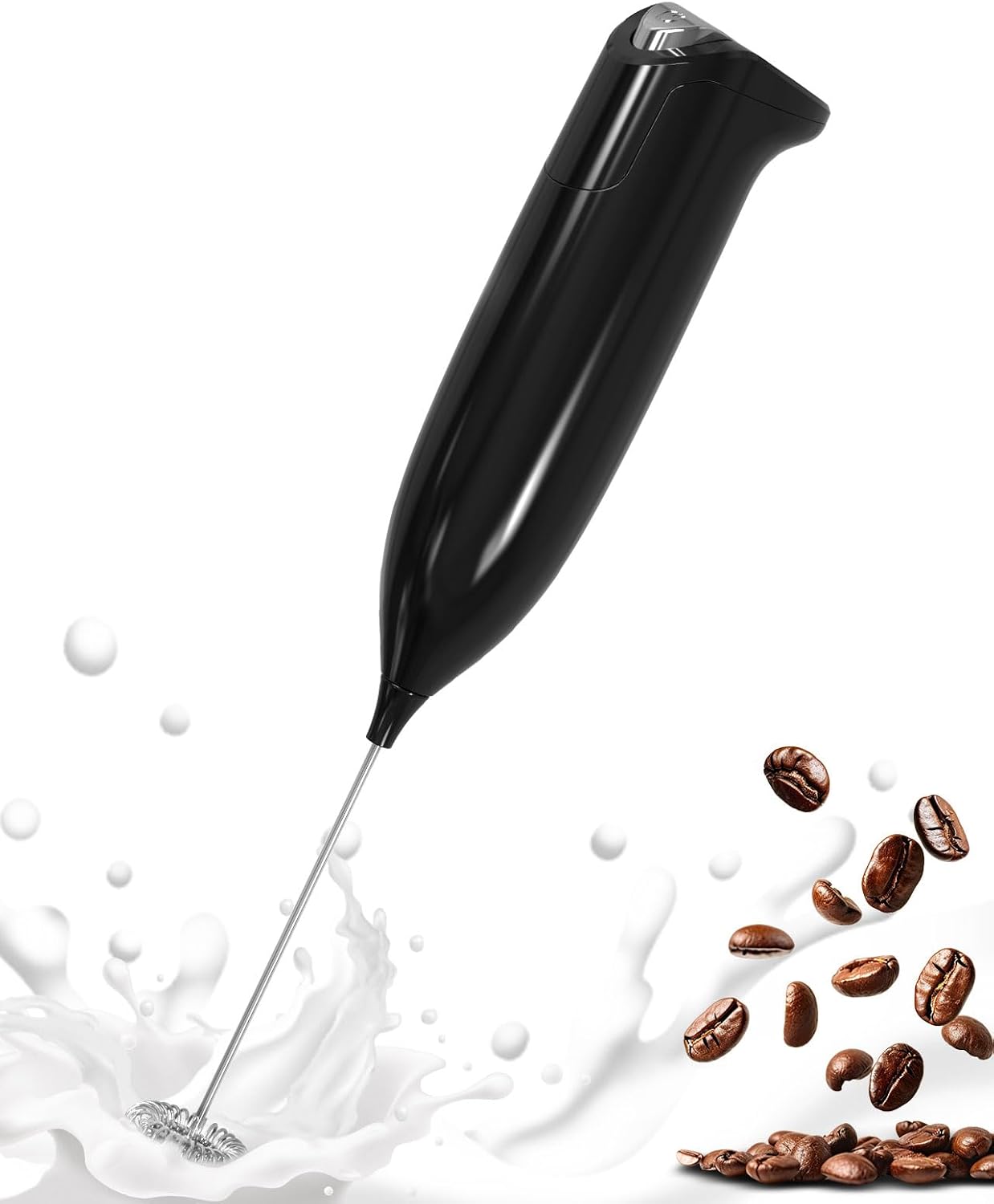 Rechargeable Milk Frother Handheld Dual Coil Whisk Head Mixer