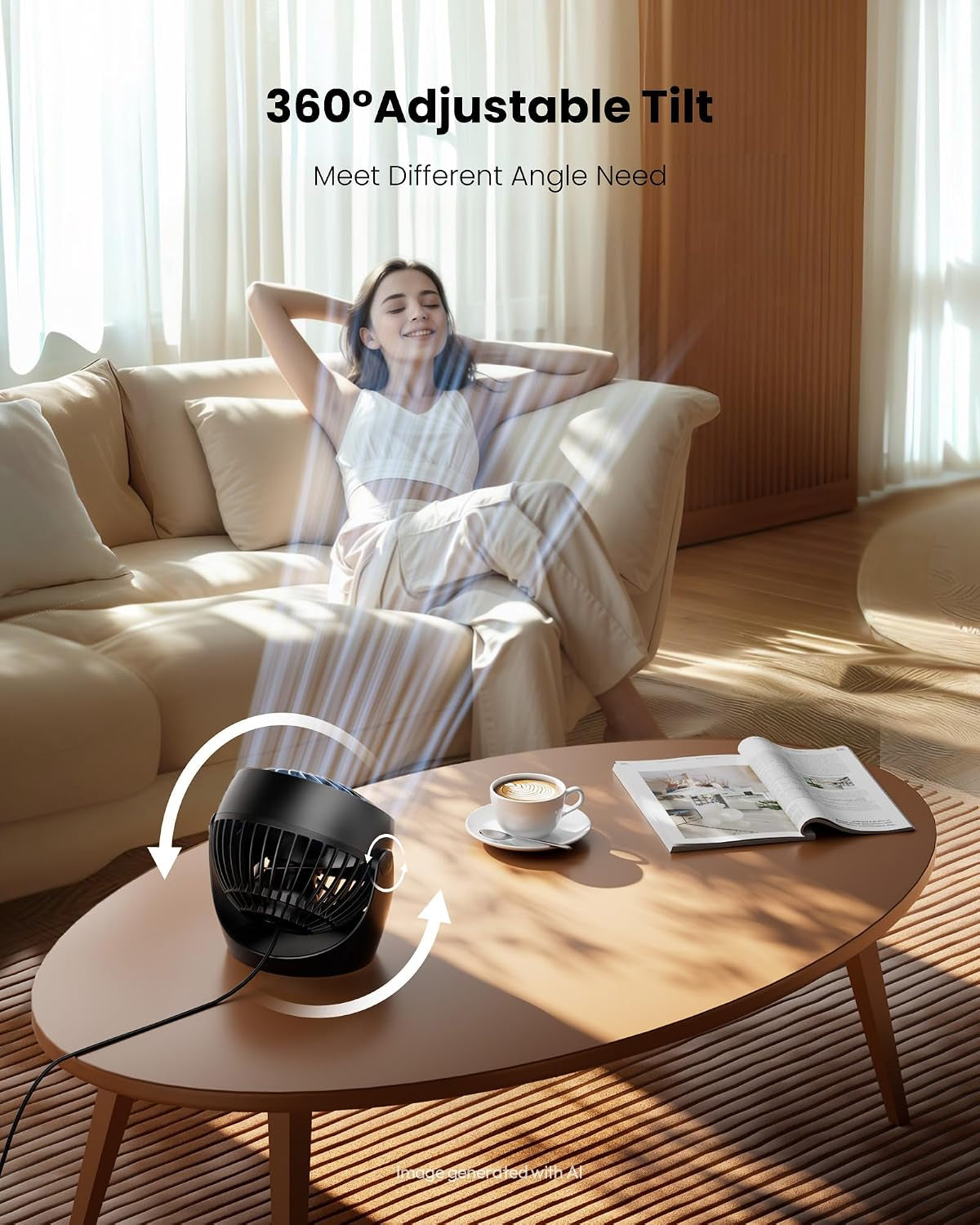 Desk Fan, 5-Inch Portable Electric Table Desktop Air Circulator Fan