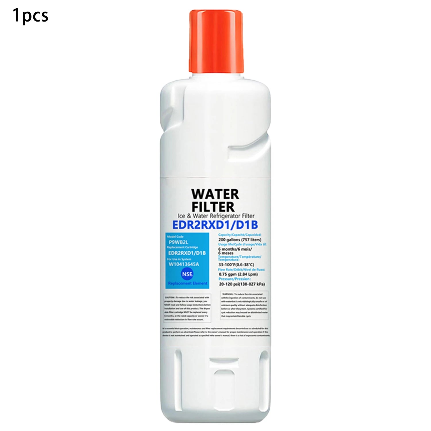 Filter Replacement for Whirlpool EDR2RXD1 W10413645A, Compatible with KAD2RXD1, WHR2RXD1, W10413645, EDR2RXD1, P9KB2L, P9RFKB2L