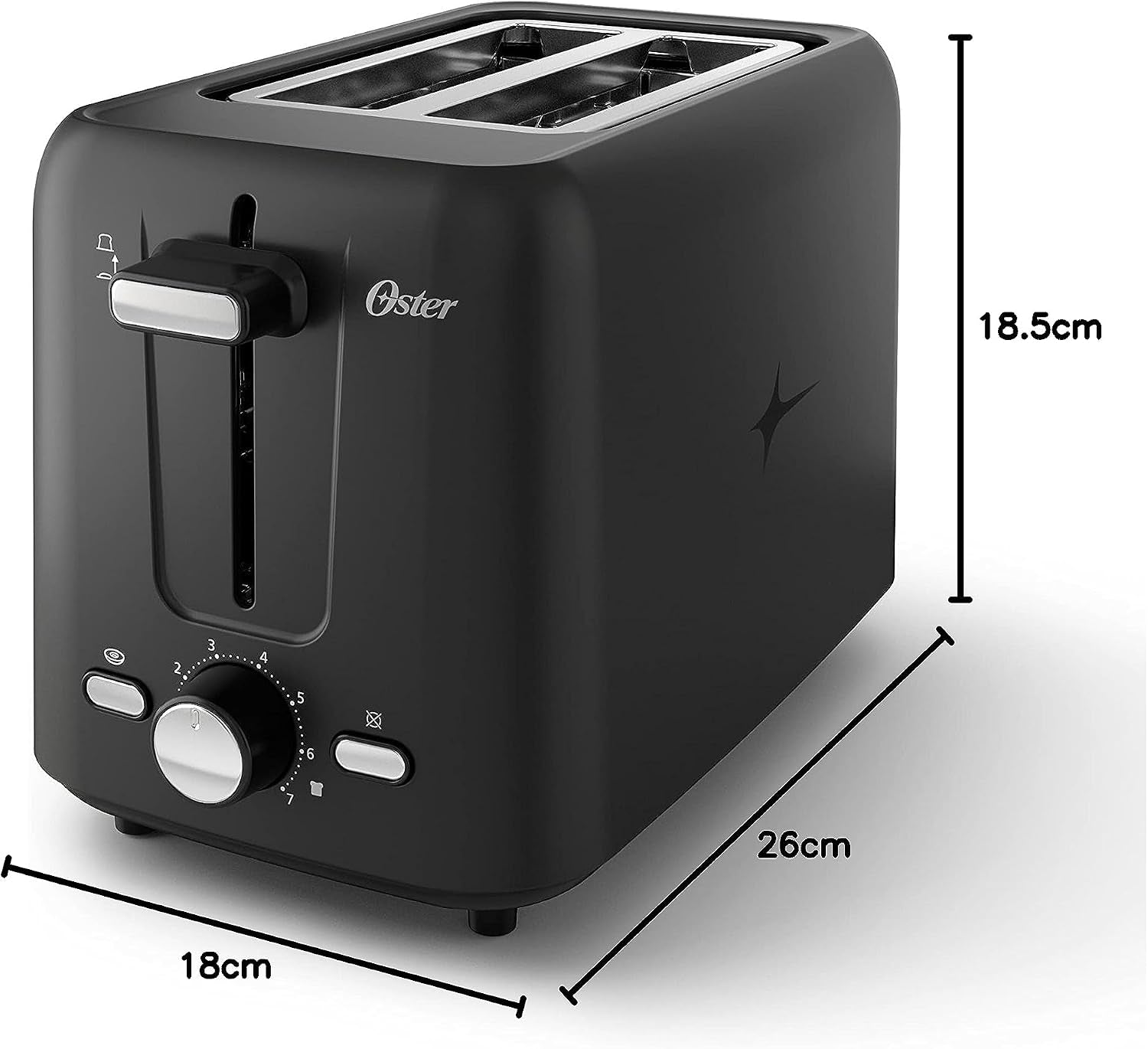 2-Slice Toaster with Custom Bagel Setting and Extra-Wide Slots, Black