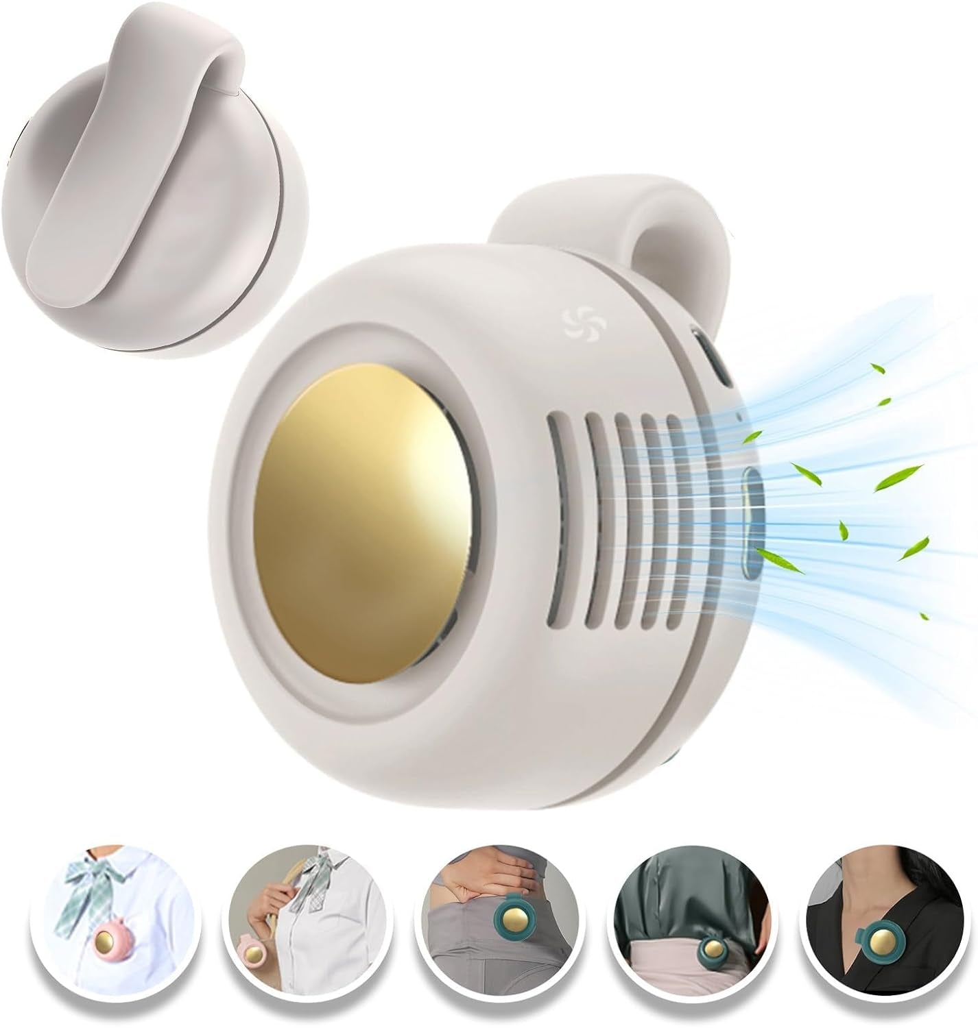 Portable Clip-On Fan, Mini USB Rechargeable 360° Rotatable Fan, 3-Speed Silent Mini Bladeless Fans