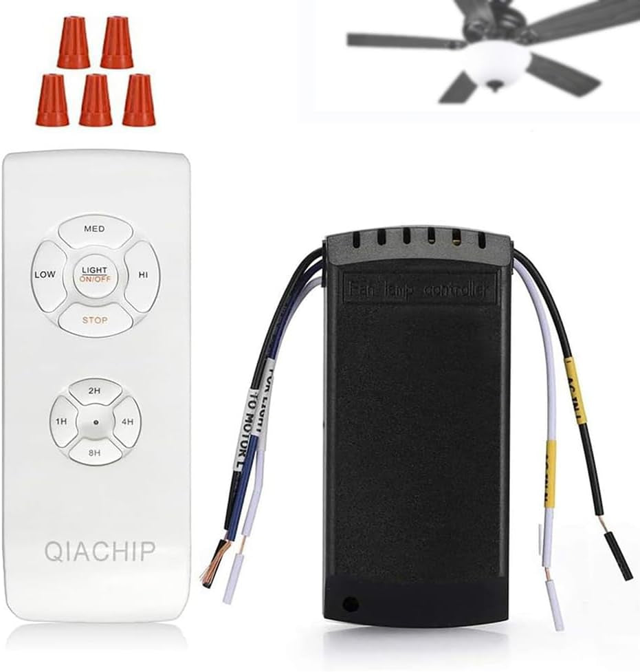 Universal Ceiling Fan and Lights Wireless Remote Control Kit,3 Speeds & 4 Timing Setting Fan Pendant Lamp Remote Controller Transmitter and Receiver for Home Office Hotel Restaurant
