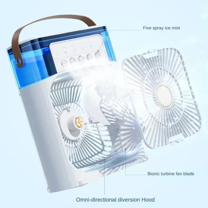 Portable Humidifier Fan Air Conditioner Household Small Air Cooler Hydrocooling Air Adjustment for Office 3 Speed Fan New