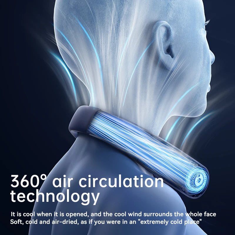 Portable Neck Air Conditioner 5 Speed Ultra Hanging Neck Fan Rechargeable Semiconductor Refrigeration Leafless Fan 2026