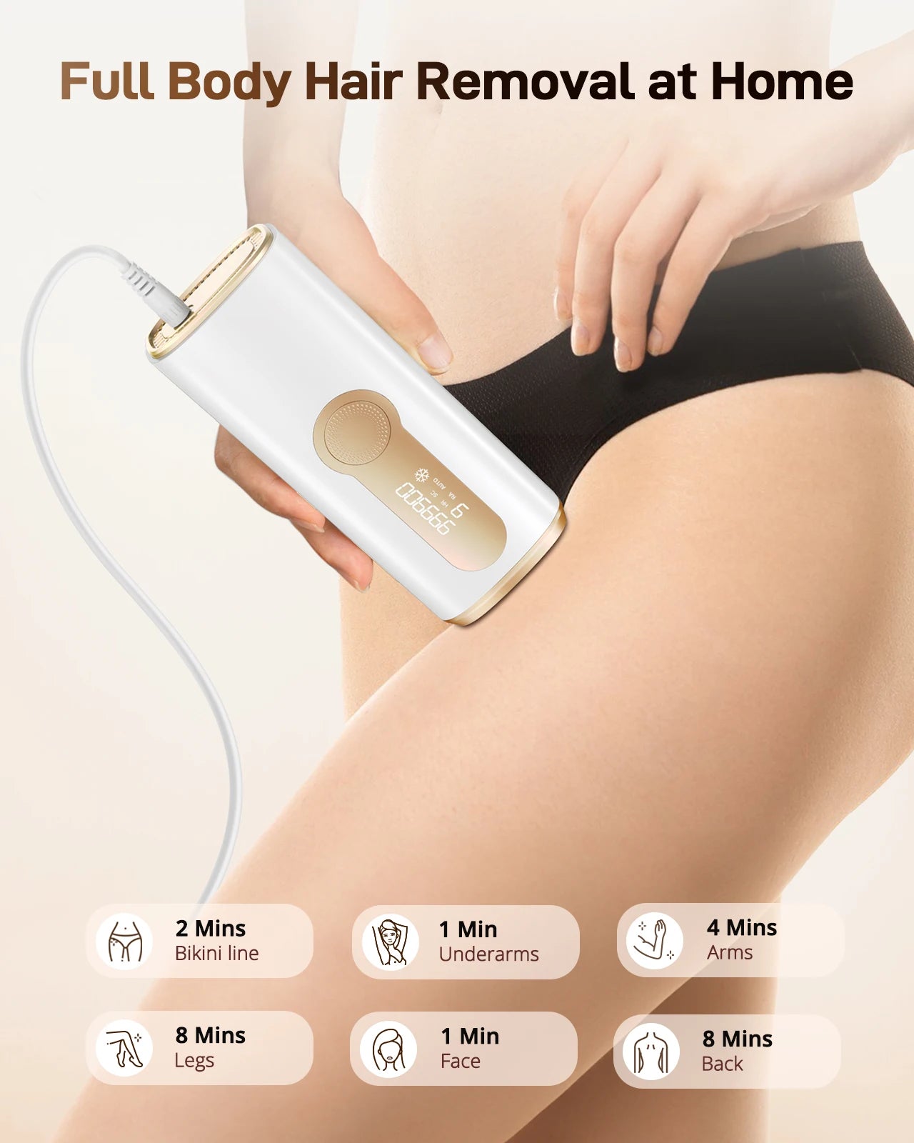 IPL Hair Removal Device Ice-Cooling 3 in 1 Painless 16J Photoepilator Permanent Whole Body Home Treament for Men and Women