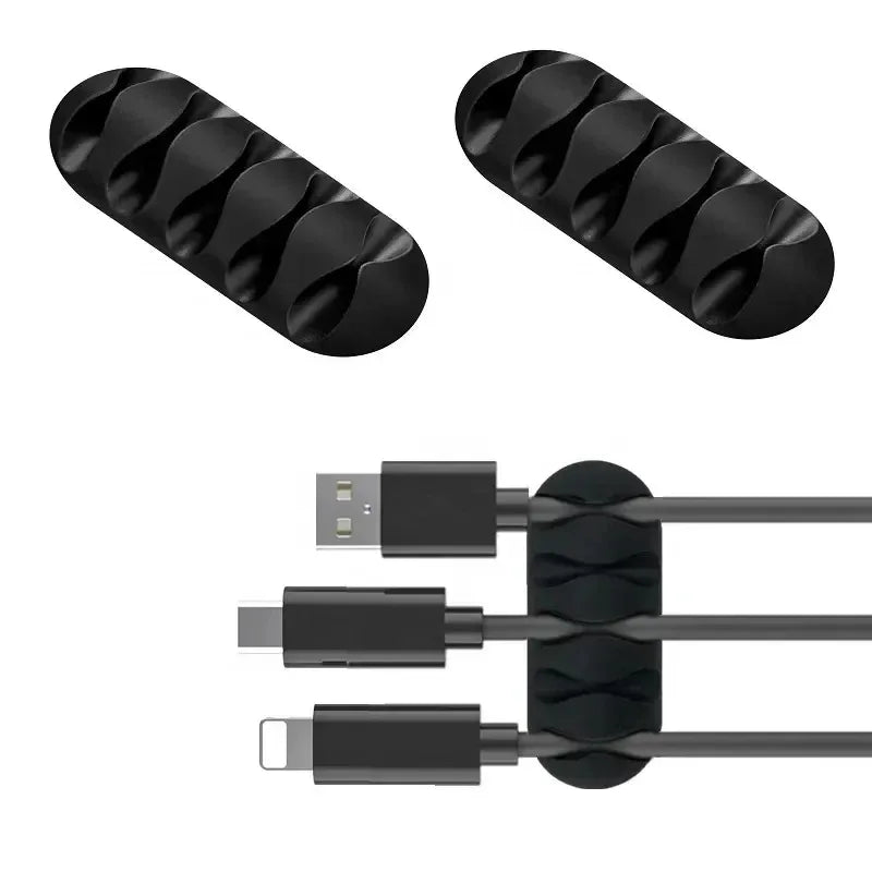 Cable Cord Wire Organizer Silicone USB Cable Winder Management Clips Self Adhesive for Mouse Keyboard Headset for Iphone Huawei