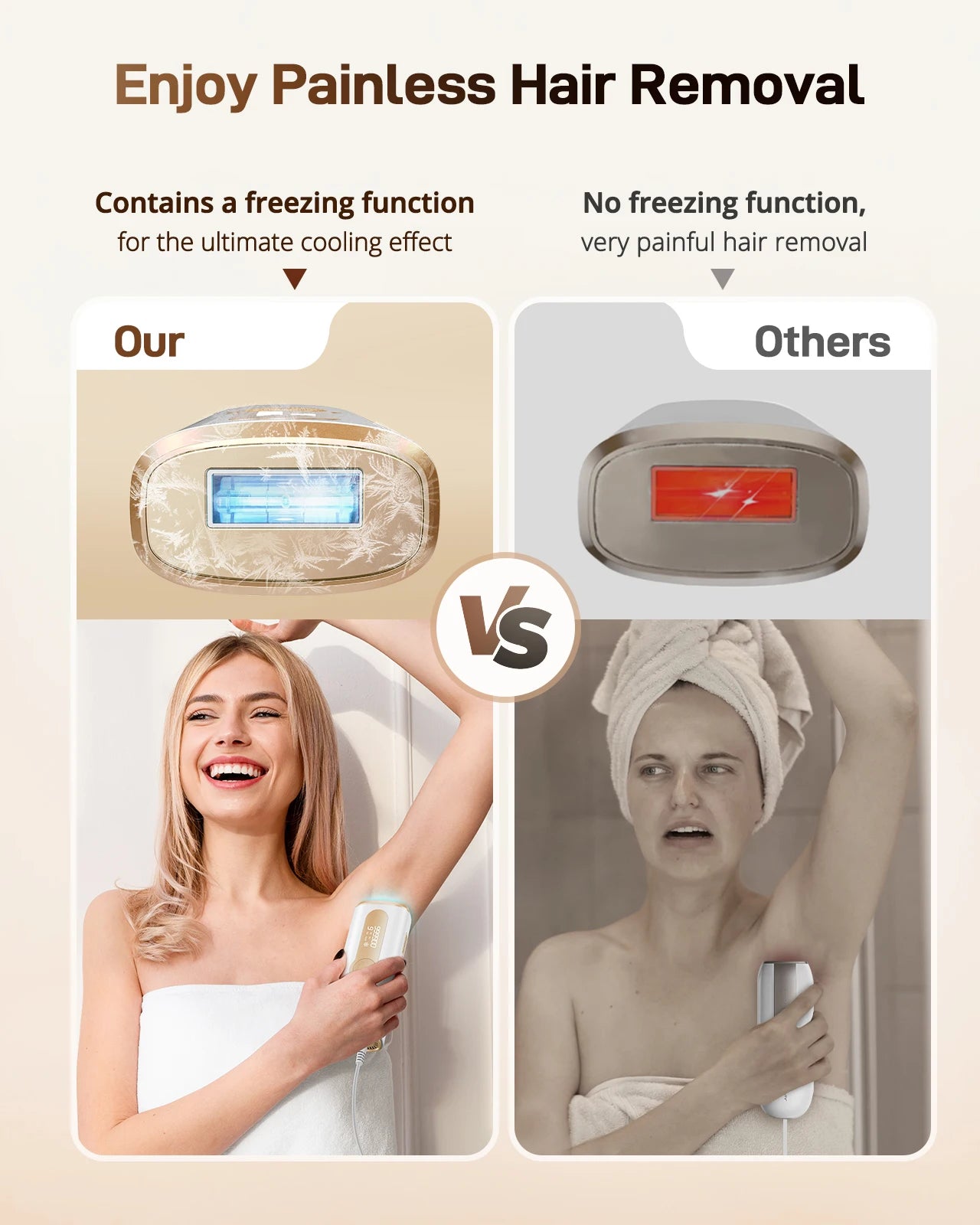 IPL Hair Removal Device Ice-Cooling 3 in 1 Painless 16J Photoepilator Permanent Whole Body Home Treament for Men and Women