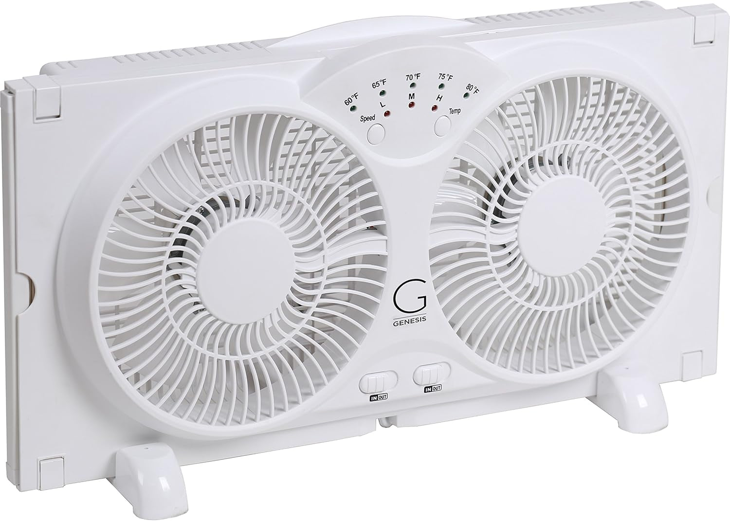 Twin Fan High Velocity Reversible Airflow Fan, LED Indicator Lights Adjustable Thermostat & Max Cool Technology, ETL Certified, White (A1WINDOWFAN)