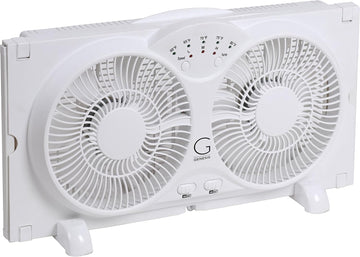Twin Fan High Velocity Reversible Airflow Fan, LED Indicator Lights Adjustable Thermostat & Max Cool Technology, ETL Certified, White (A1WINDOWFAN)