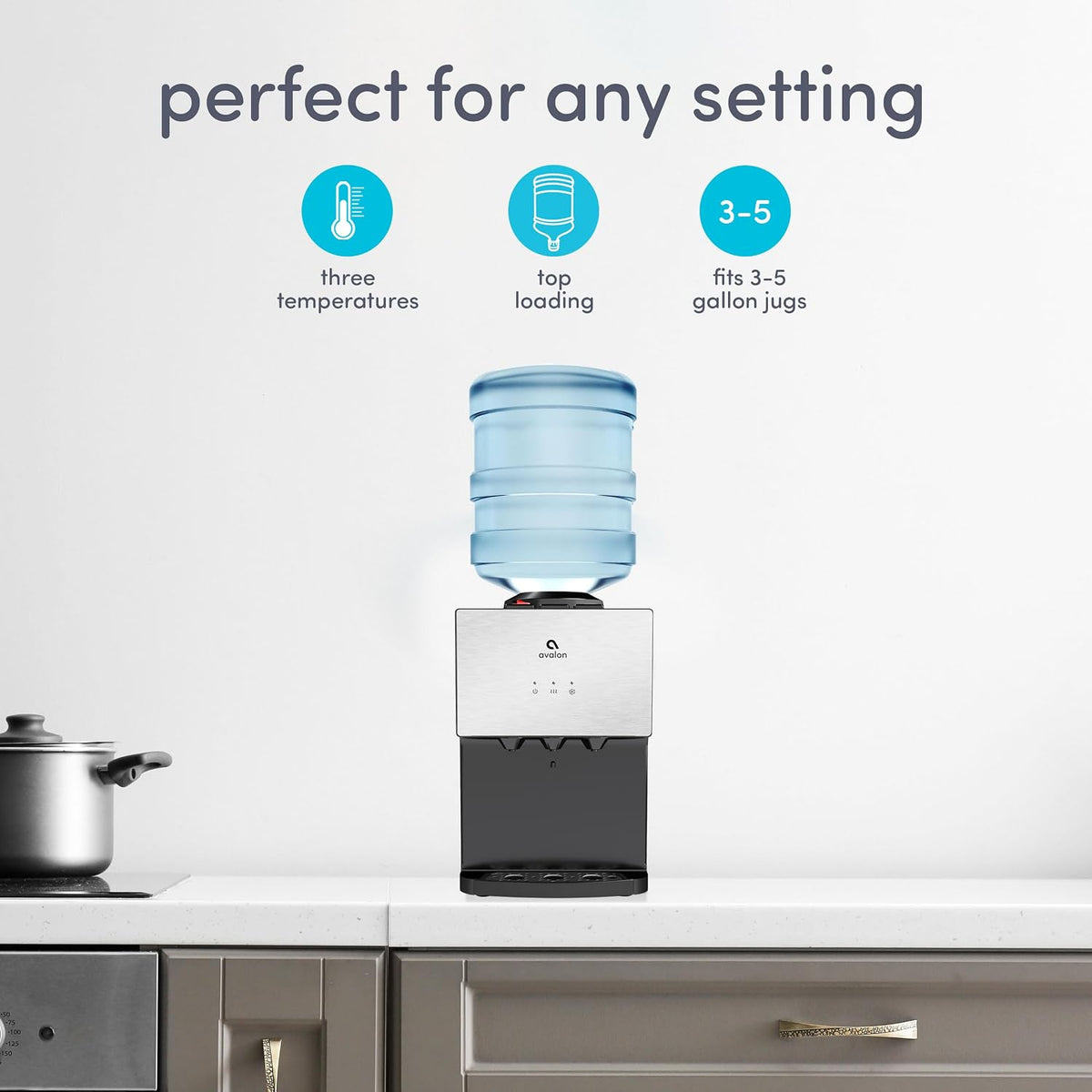 Avalon Top Loading Countertop Water Cooler Dispenser Stainless Steel