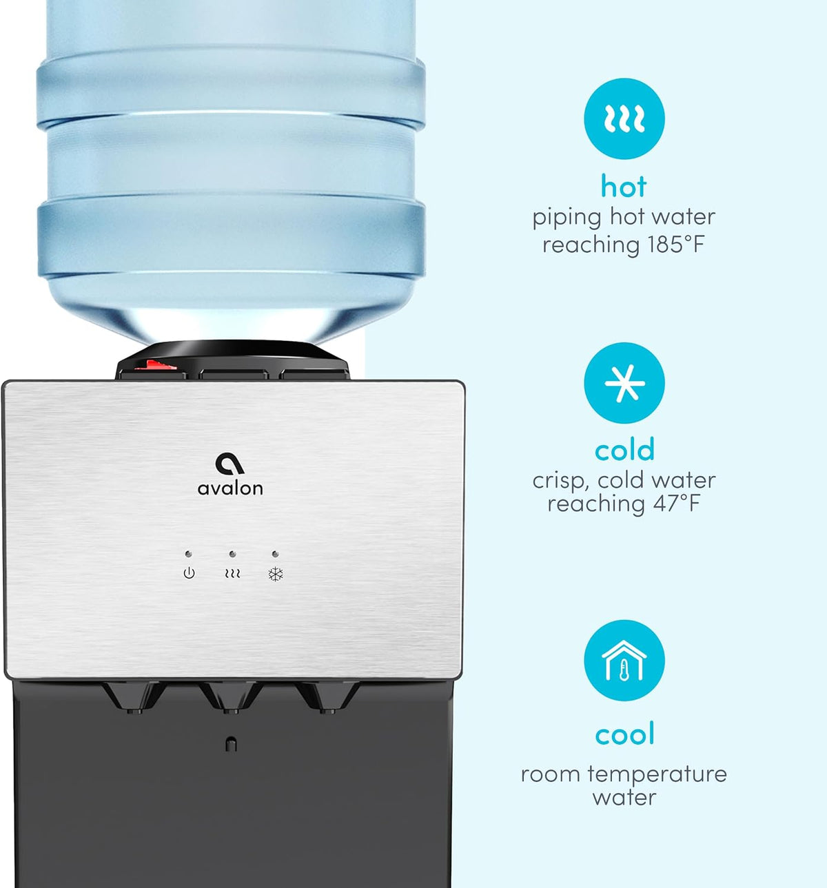 Avalon Top Loading Countertop Water Cooler Dispenser Stainless Steel