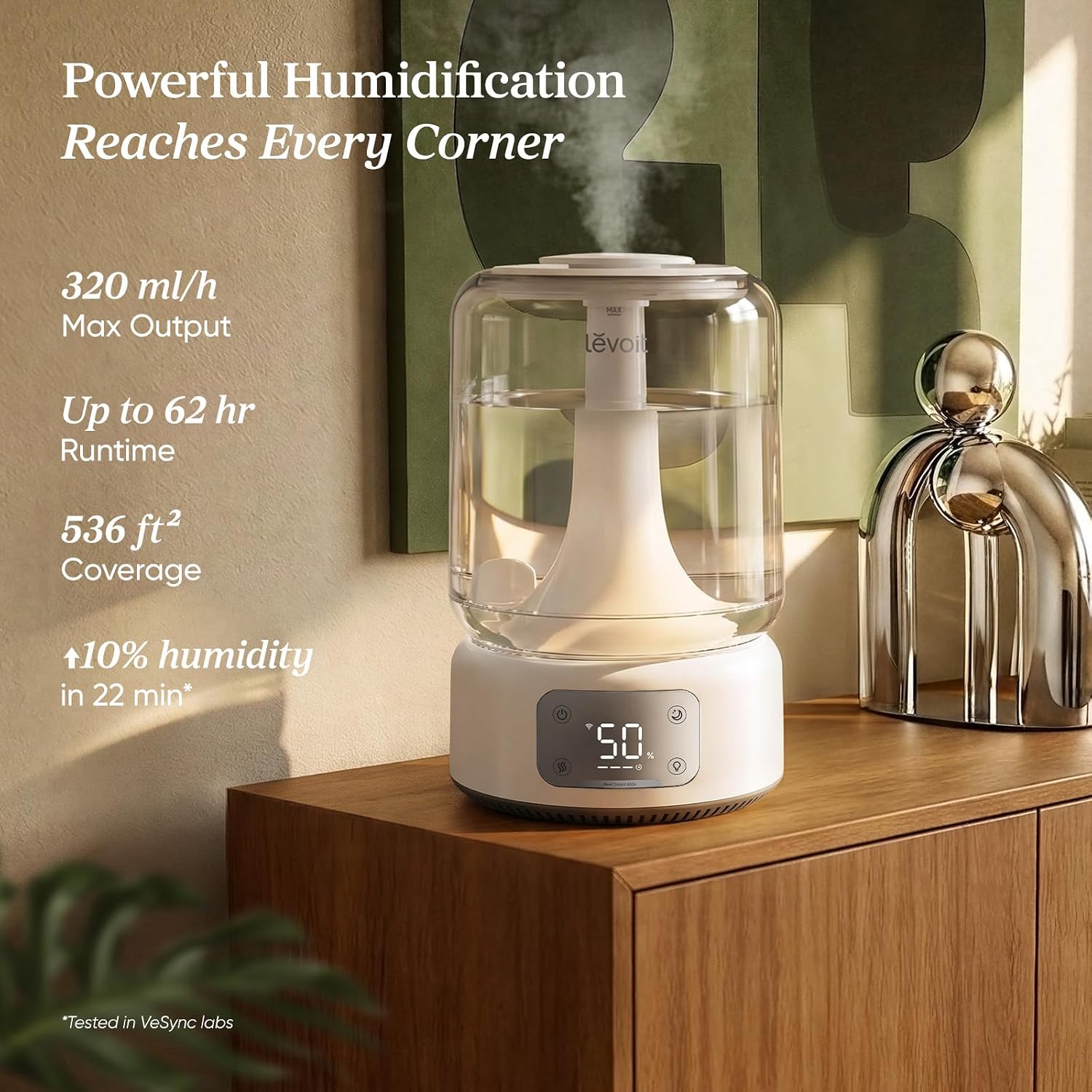 Humidifiers for Bedroom Large Room, 6.2L Tank, Smart App, Quiet 26Db