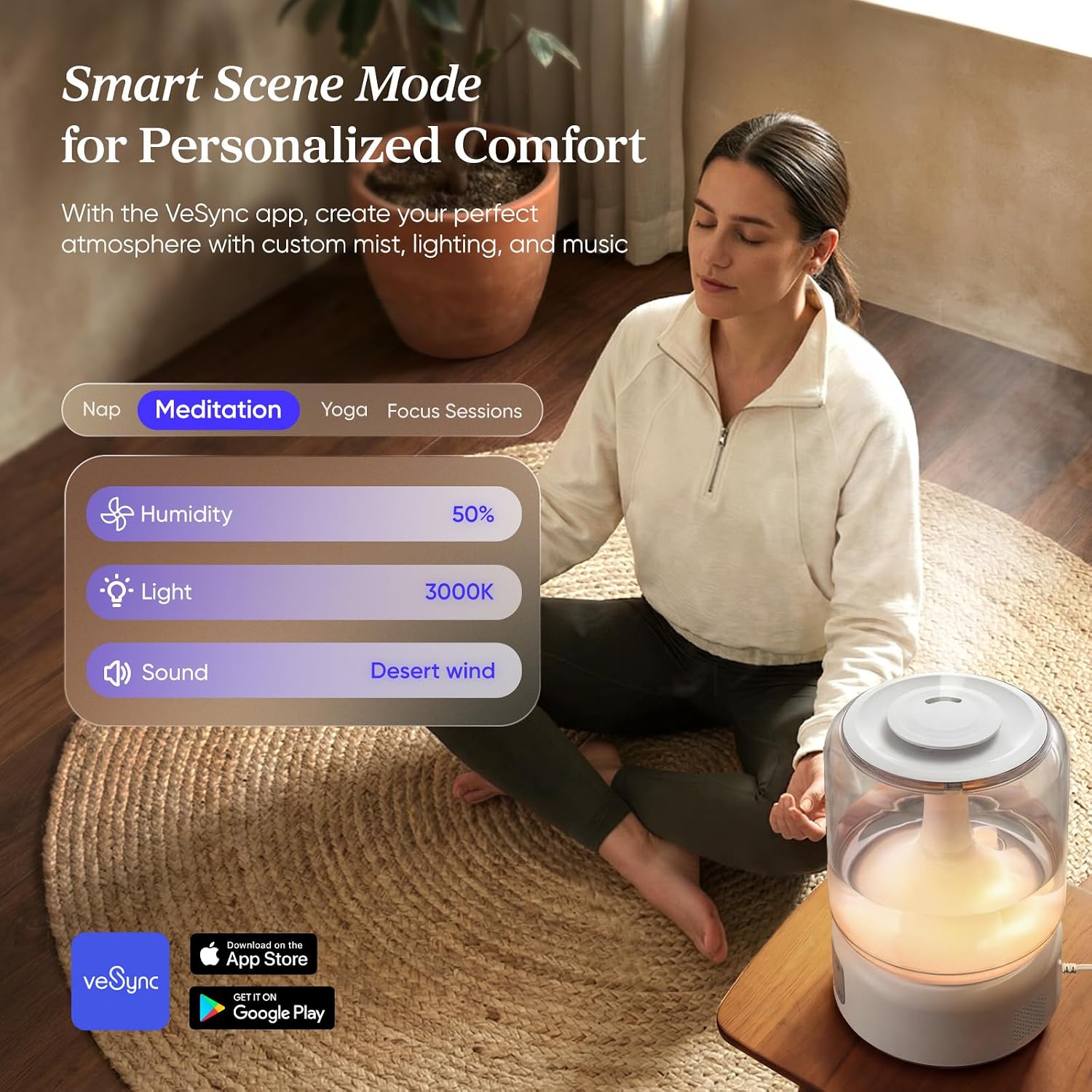 Humidifiers for Bedroom Large Room, 6.2L Tank, Smart App, Quiet 26Db