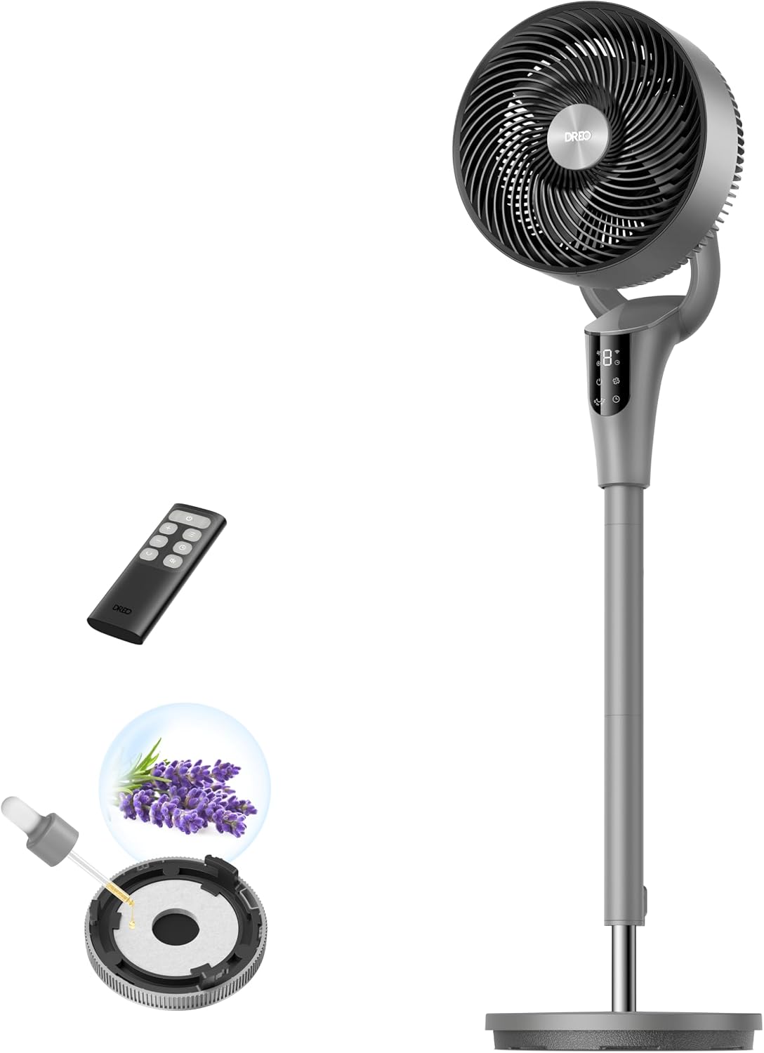Fan for Bedroom, 90° Oscillating Standing Fan, 20Db Quiet, 90Ft Pedestal Fans for Room Office, DC Motor, 8+H Speeds, 3 Modes, 38-42'' Adjustable Height, Remote, 8H Timer, 105° Manual Vertical