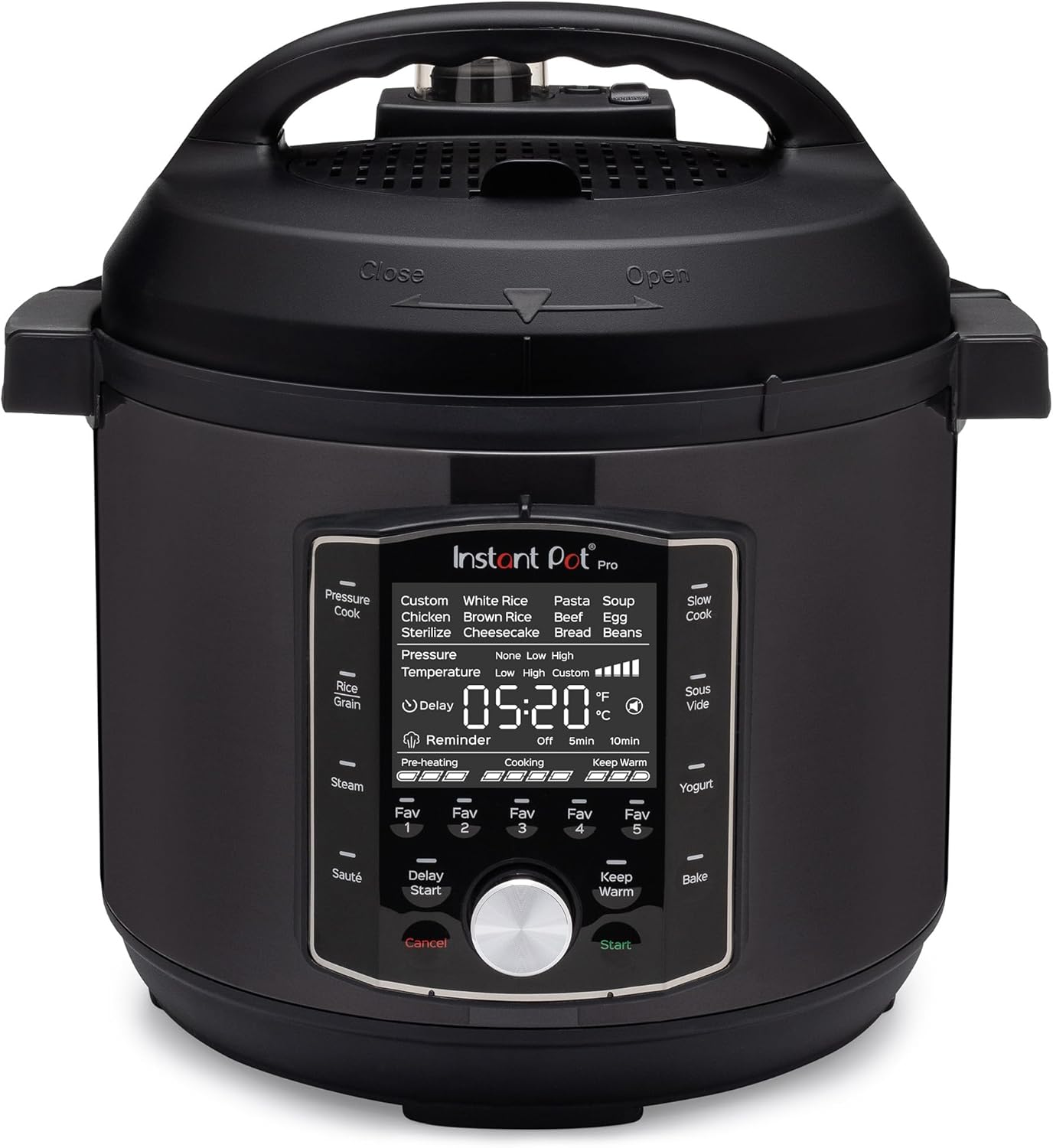 Pro 10-In-1 Pressure Cooker, Slow Cooker, Rice/Grain Cooker, Steamer, Sauté, Sous Vide, Yogurt Maker, Sterilizer, and Warmer, Includes App with over 800 Recipes, Black, 6 Quart