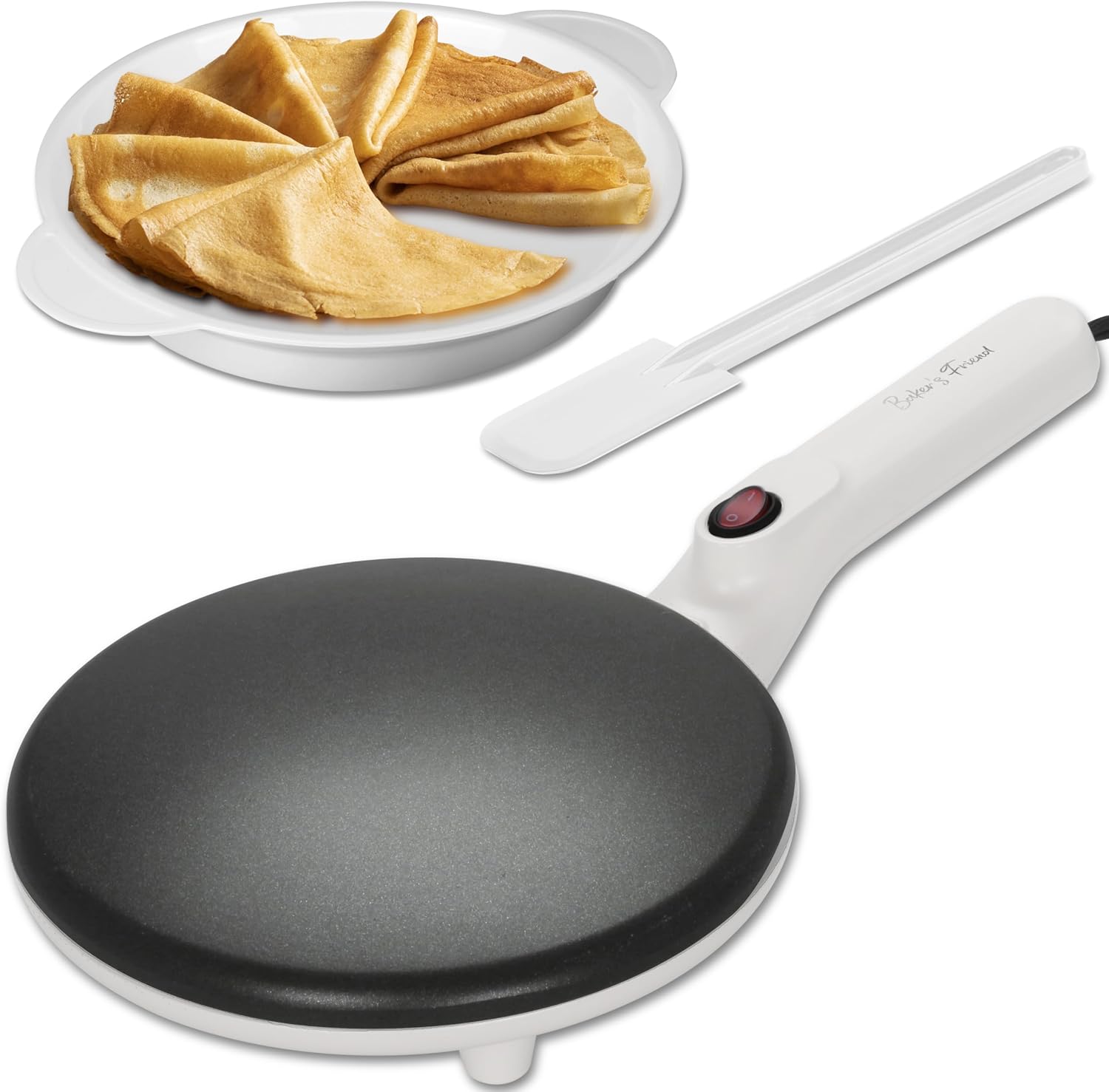 Instant Crepe Maker with Handle, Electric Crepe Maker Machine, Crepera Electrica, 8 Inch Non-Stick Cooking Surface, Aqua