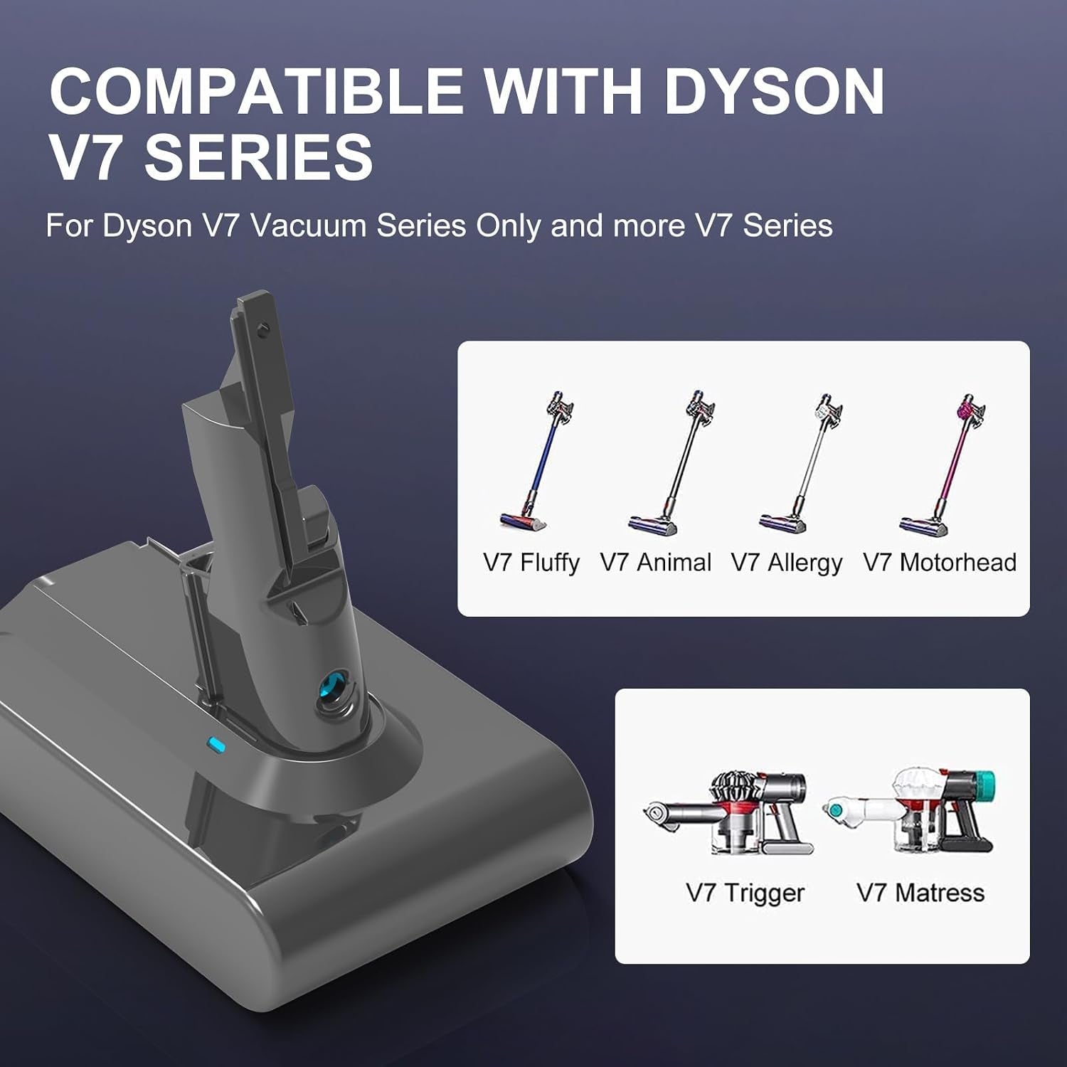 6.0Ah V7 Battery Replacement Compatible with Dyson V7 Series