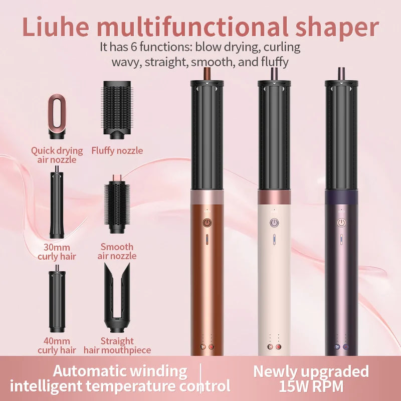 150000 RPM High-Speed Hair Dryer 6 in 1 Professional Hair Styling Tools Set with Straightener Curling Iron Multifunctional