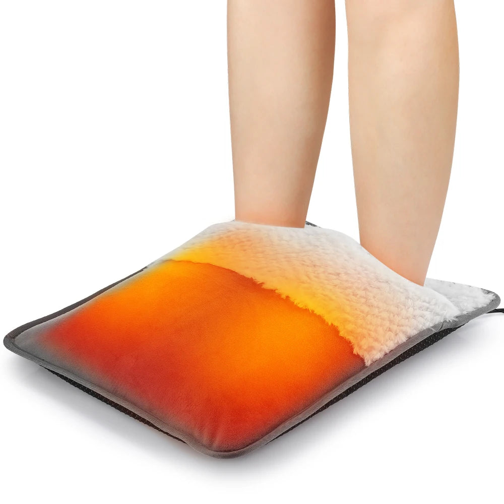 Electric Foot Warmer Pad, 9 Heat Levels 4 Timer Settings, Soft Washable Foldable Heating Mat for under Desk Office Home Winter