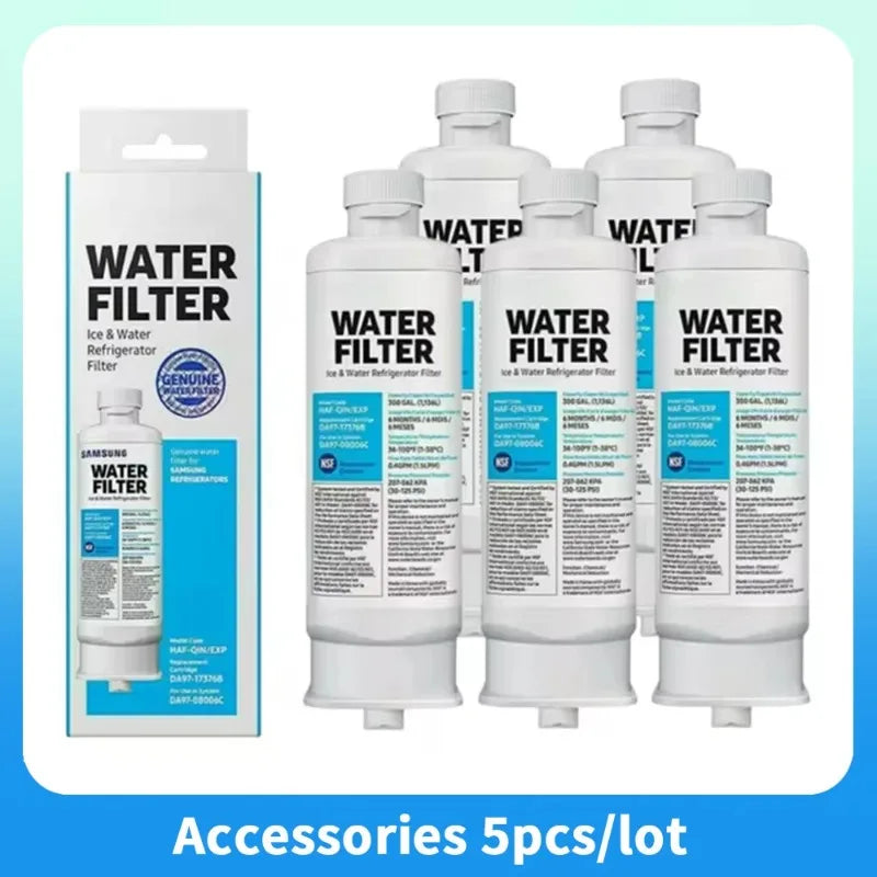 Replace for Samsung DA97-17376B Refrigerator Water Filter for HAF-QIN/EXP, HAF-QIN, DA97-08006C, WS645A，RF28R7351SG, （1-5Pcs）