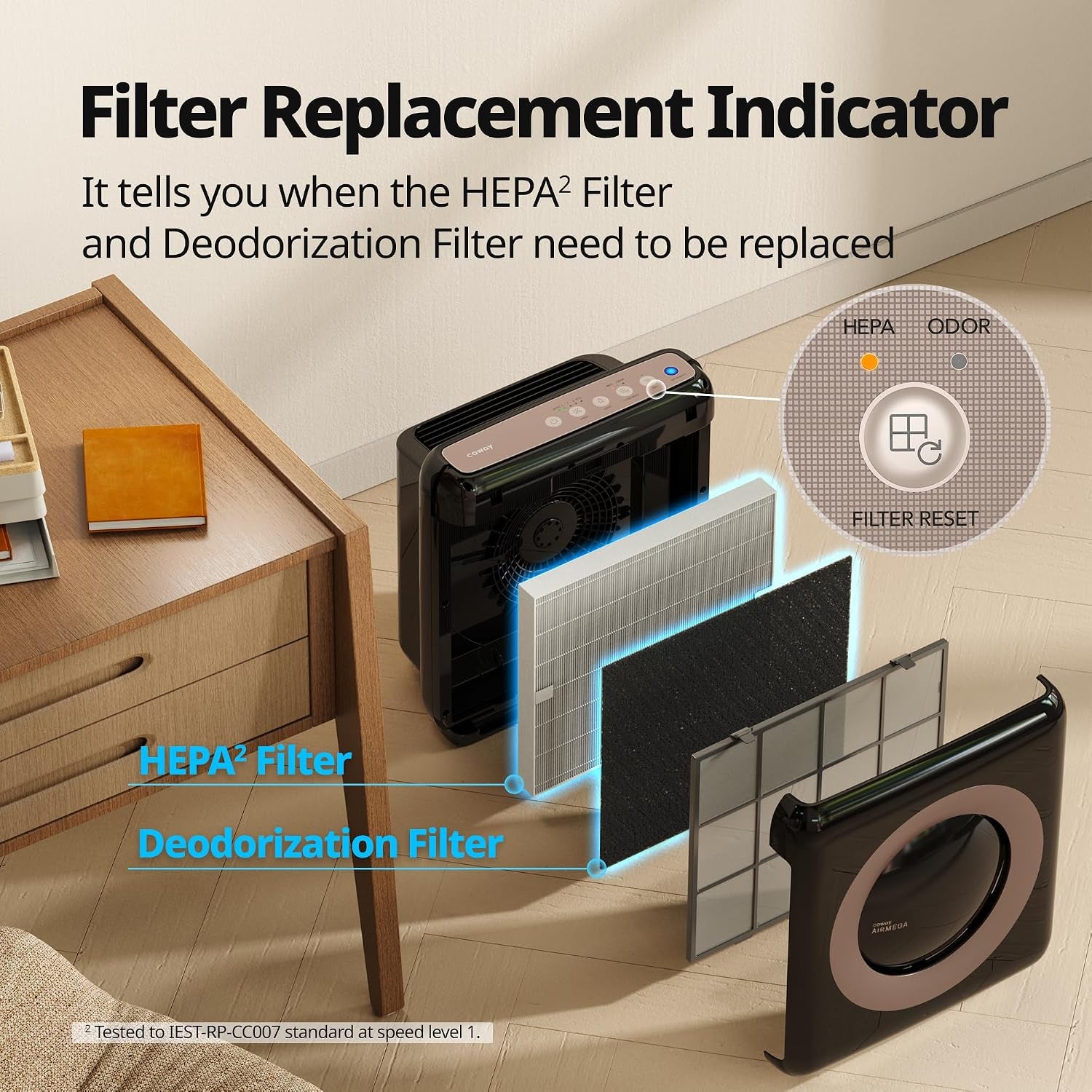 Airmega AP-1512HHS App-Enabled Smart Technology, Compatible with Amazon Alexa True HEPA Air Purifier, Black/Bronze