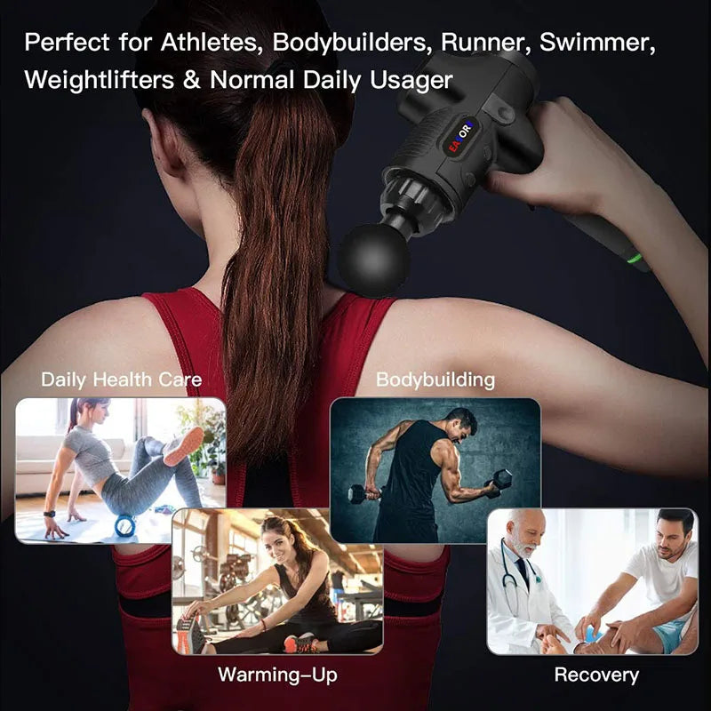 24V Heat Massage Gun Ultra Powerful Professional  X5 Pro Deep Muscle Massager with 14 Heads Brushless Motor for Home Gym