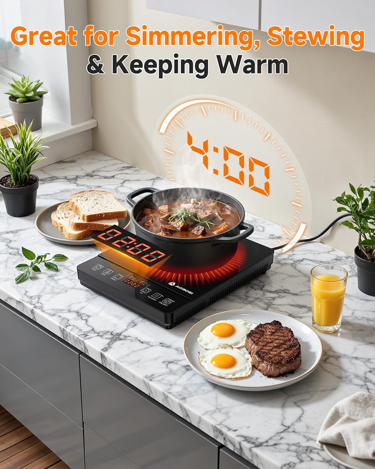 Induction Cooktop, 1800W Portable Burner with 20 Levels for Hot Pot