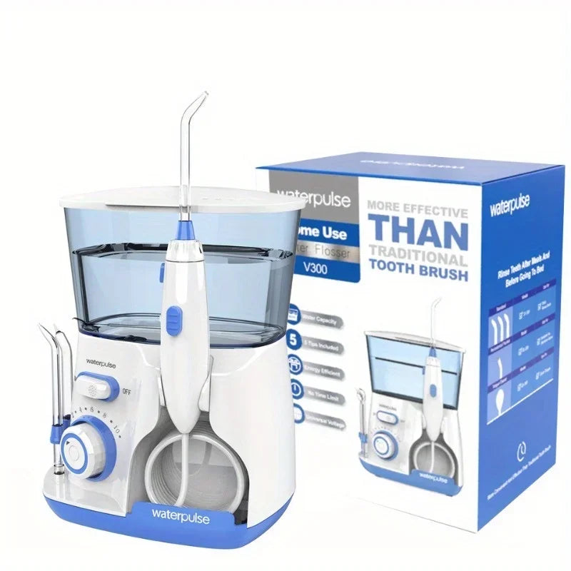 Waterpulse V300 Electric Water Flosser High Pressure Oral Irrigator for Teeth Cleaning Braces Gum Care 5 Nozzles Portable