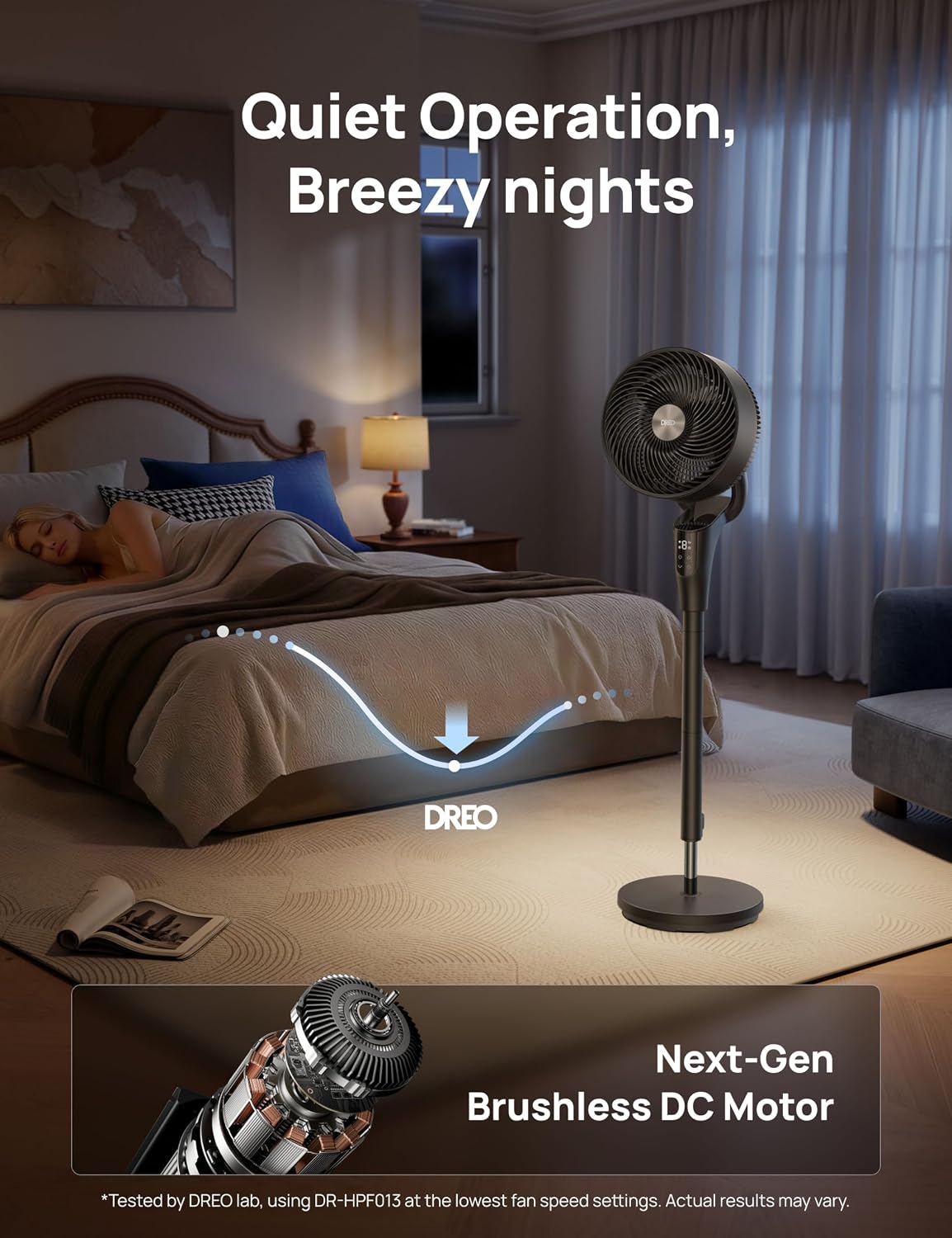 Fan for Bedroom, 90° Oscillating Standing Fan, 20Db Quiet, 90Ft Pedestal Fans for Room Office, DC Motor, 8+H Speeds, 3 Modes, 38-42'' Adjustable Height, Remote, 8H Timer, 105° Manual Vertical