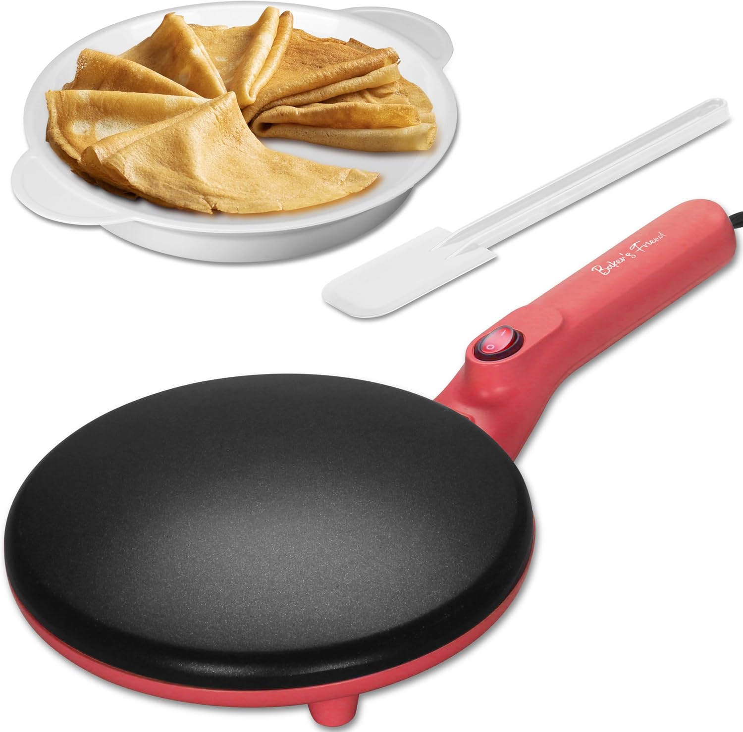 Instant Crepe Maker with Handle, Electric Crepe Maker Machine, Crepera Electrica, 8 Inch Non-Stick Cooking Surface, Aqua