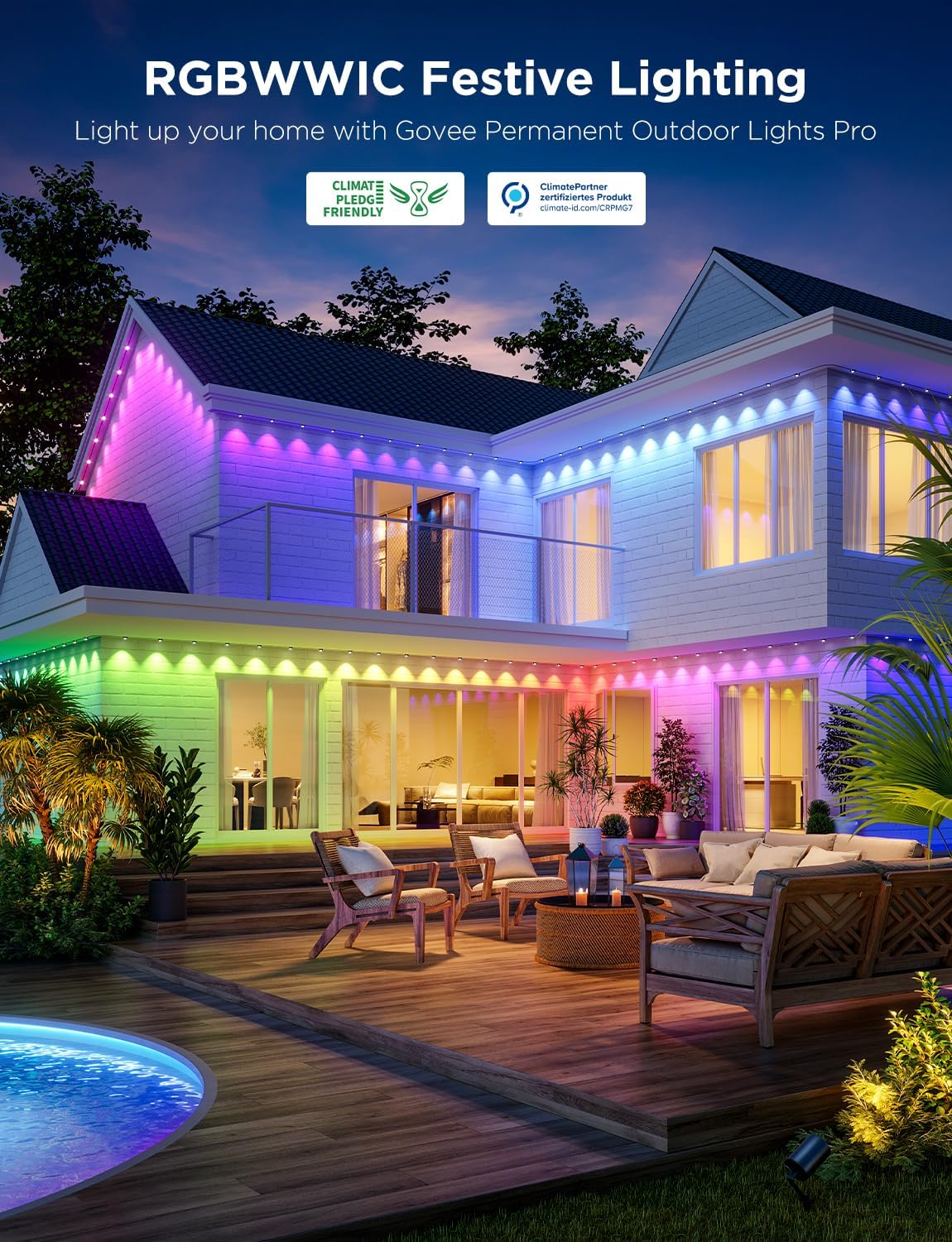 Govee Permanent Outdoor Lights Pro 45.7m RGBIC LED H706B