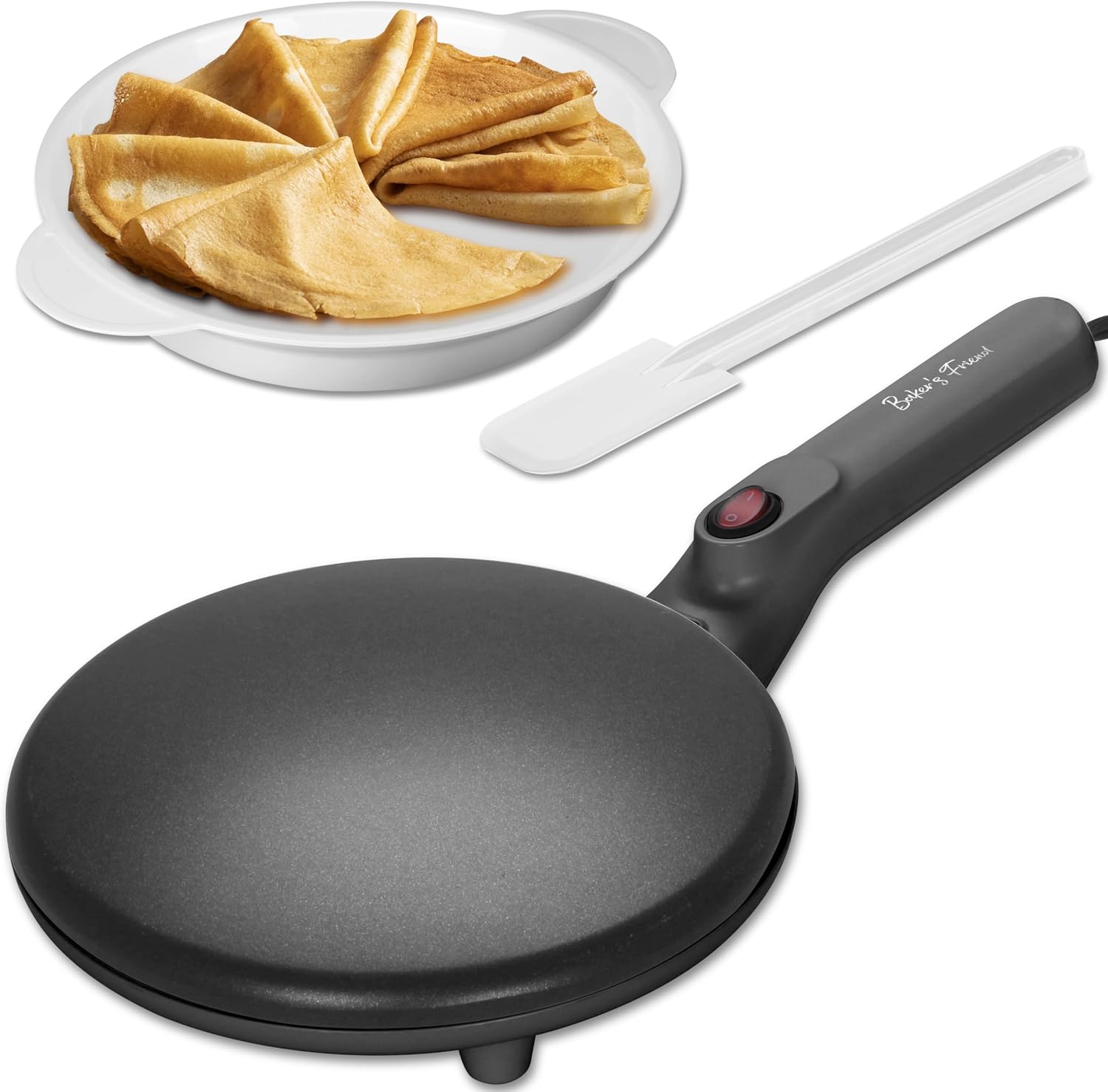 Instant Crepe Maker with Handle, Electric Crepe Maker Machine, Crepera Electrica, 8 Inch Non-Stick Cooking Surface, Aqua