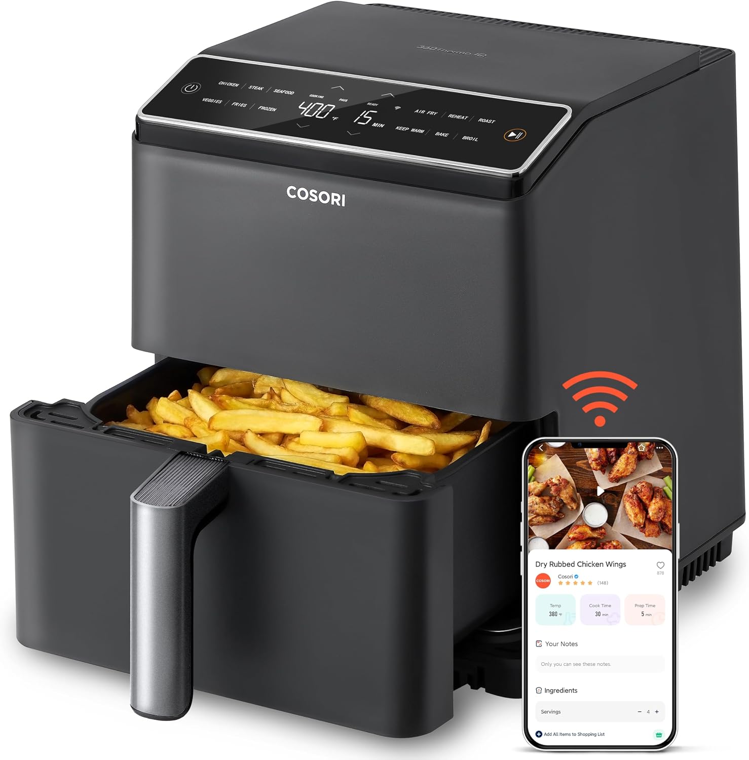 Air Fryer 5Qt (4.7L), 9-In-1, up to 450°F, Quiet Operation, Nonstick