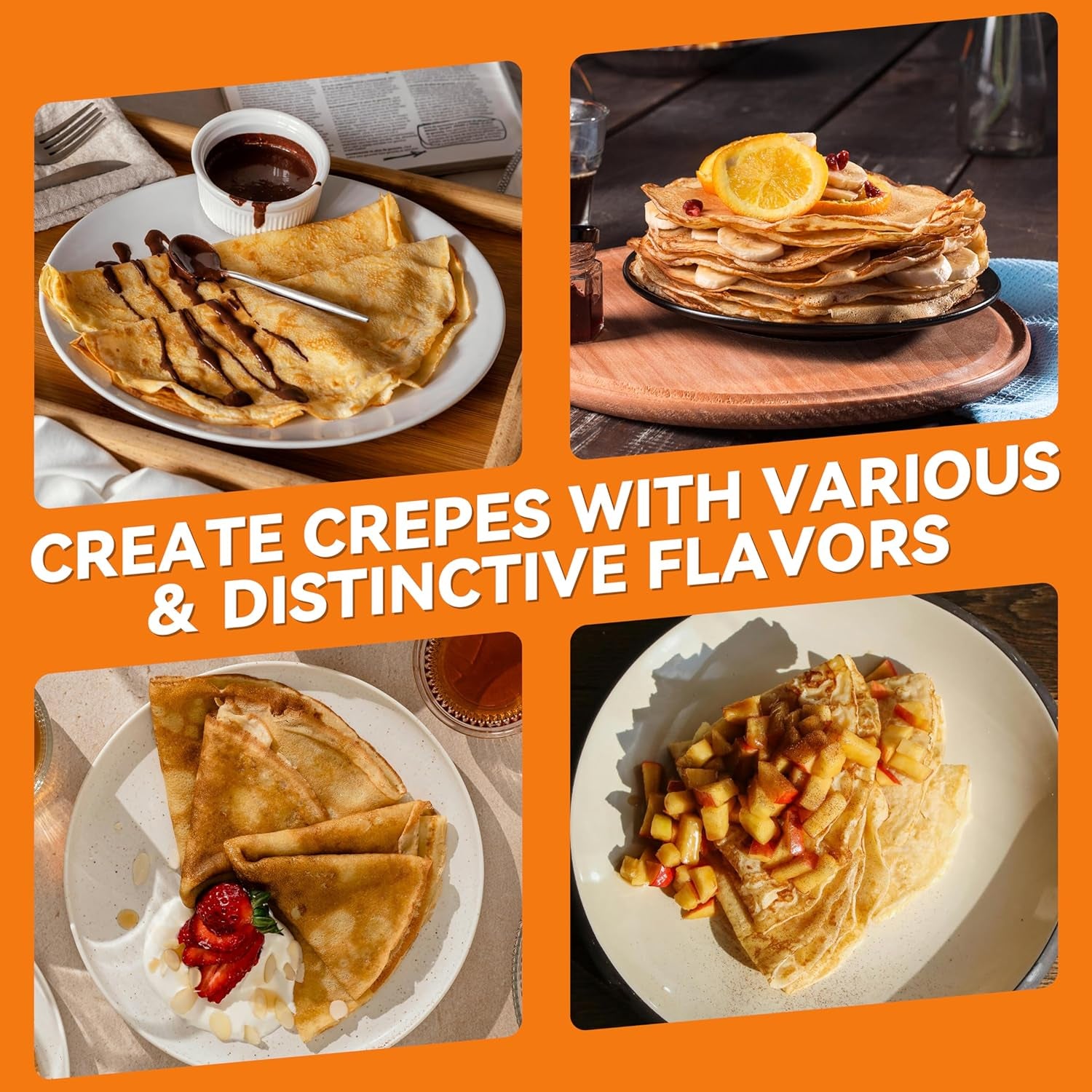 Instant Crepe Maker with Handle, Electric Crepe Maker Machine, Crepera Electrica, 8 Inch Non-Stick Cooking Surface, Aqua