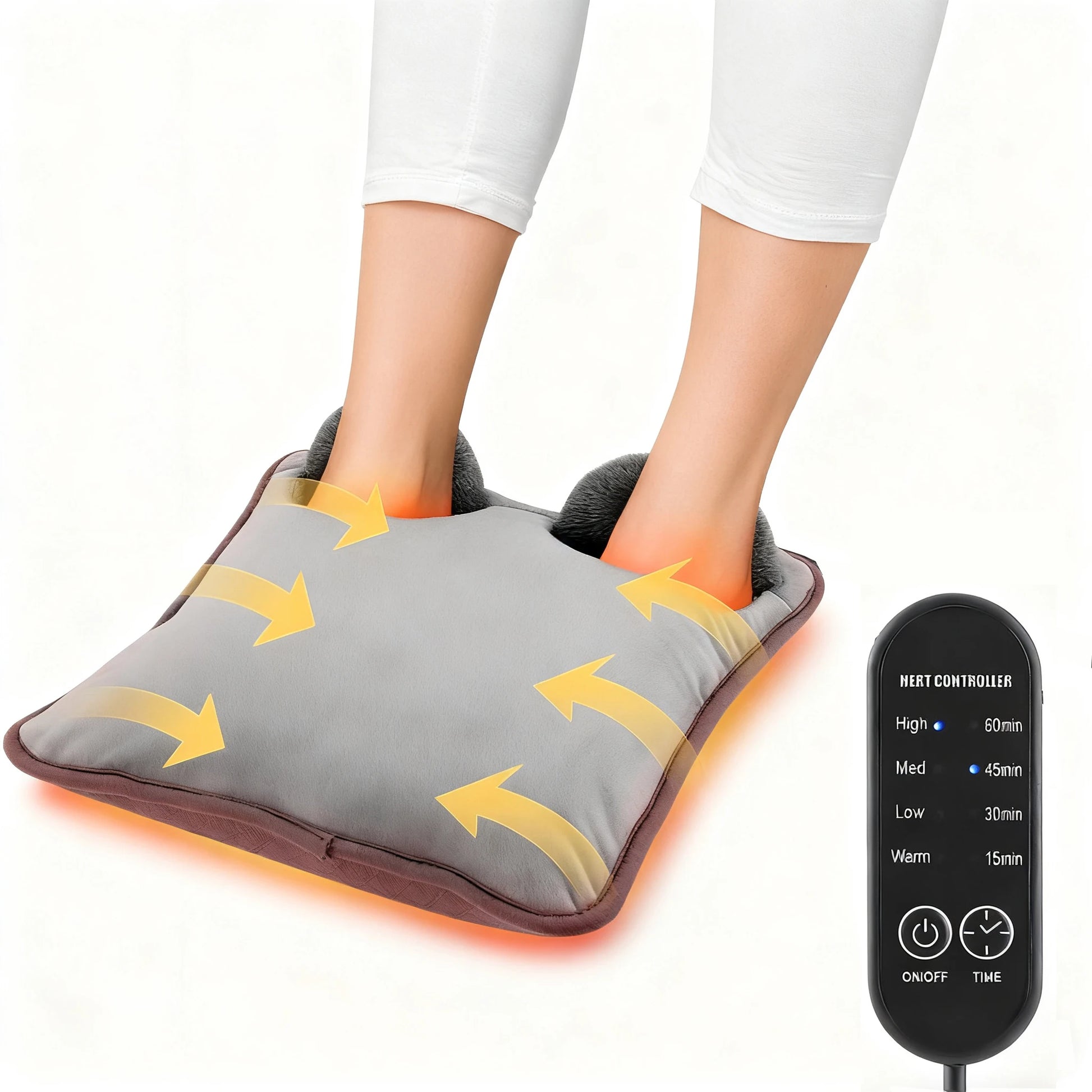 Electric Foot Warmer Pad, 9 Heat Levels 4 Timer Settings, Soft Washable Foldable Heating Mat for under Desk Office Home Winter