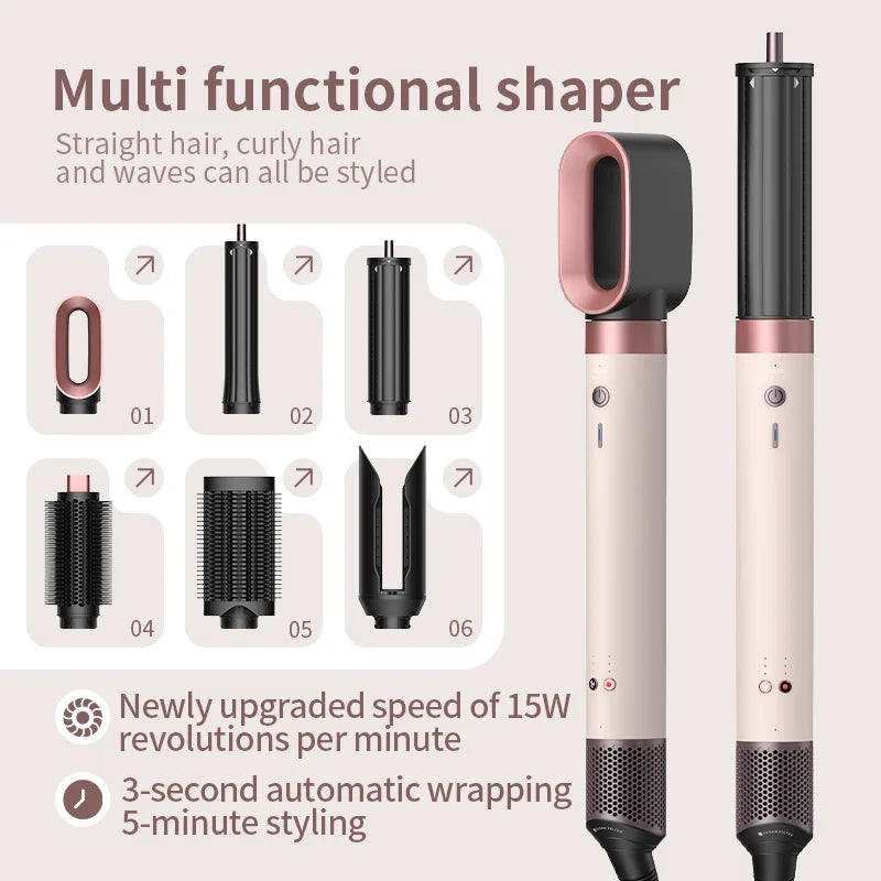 150000 RPM High-Speed Hair Dryer 6 in 1 Professional Hair Styling Tools Set with Straightener Curling Iron Multifunctional