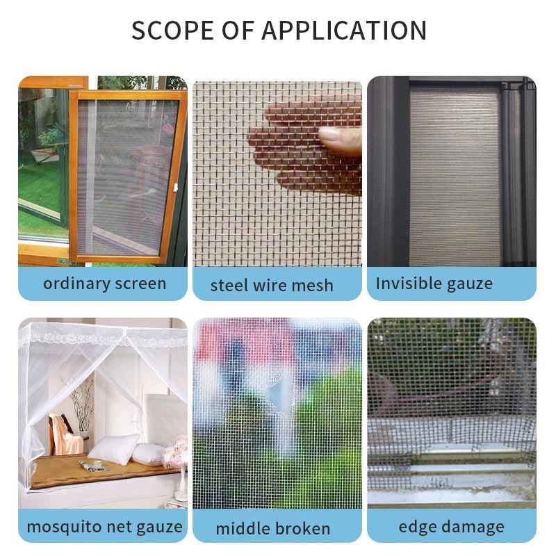 Window Screen Repair Tape Waterproof anti Mosquito Door Mesh Patch Tape Broken Holes Repair Essential Accessories Tool 5X200Cm