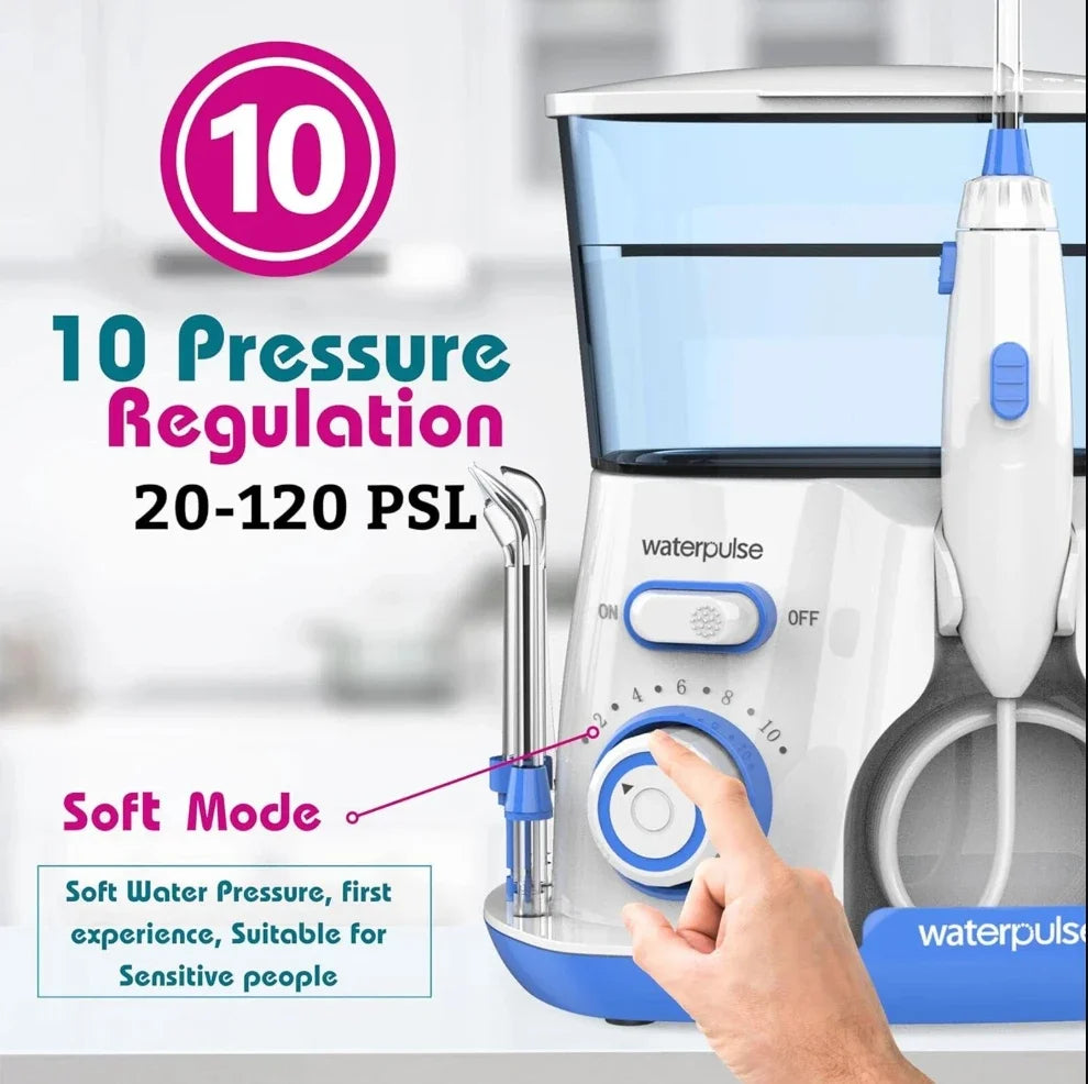 Waterpulse V300 Electric Water Flosser High Pressure Oral Irrigator for Teeth Cleaning Braces Gum Care 5 Nozzles Portable