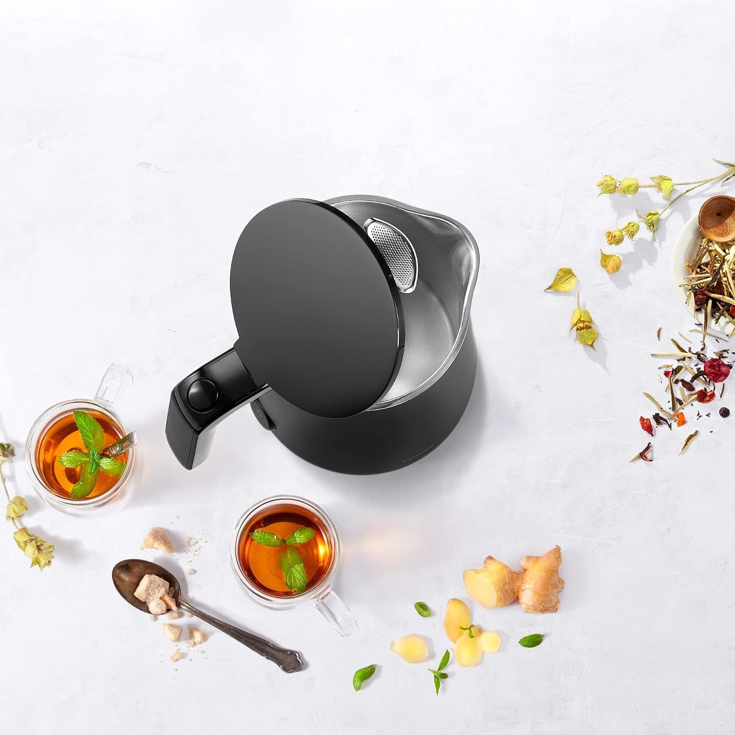 Enfinigy Cool Touch Electric Kettle, 1-Liter Cordless Hot Water & Tea Kettle, Fast Boil, Double-Walled Stainless Steel, Black