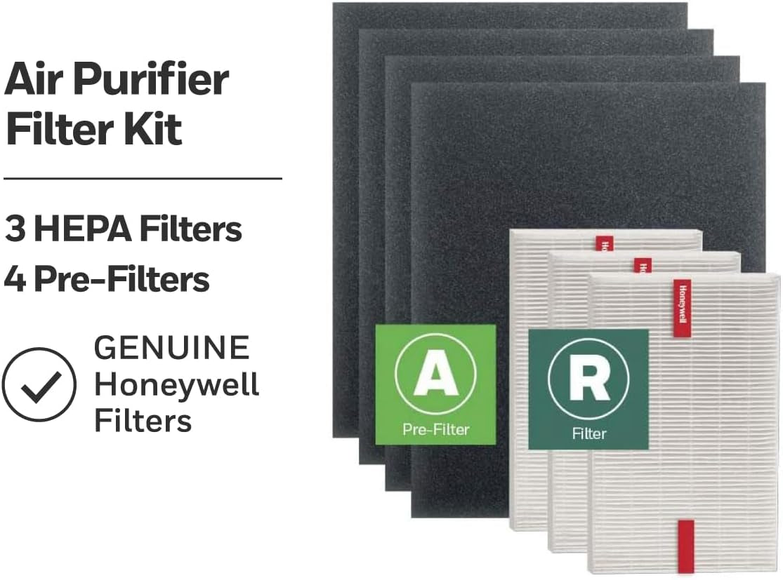 HEPA Air Purifier Filter Kit Includes 3 HEPA R Replacement Filters and 4 a Carbon Pre-Cut Pre-Filters Airborne Allergen Air Filter Targets Wildfire/Smoke, Pollen, Pet Dander, and Dust