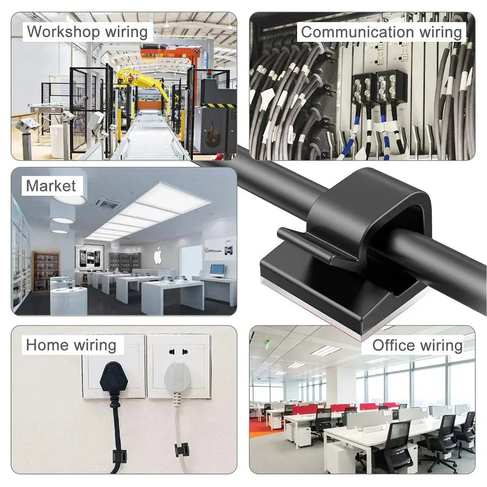 Car Cable Clamp Accessories Self-Adhesive Line Management Clips Wiring Electrical Equipment Supplies Home Improvement