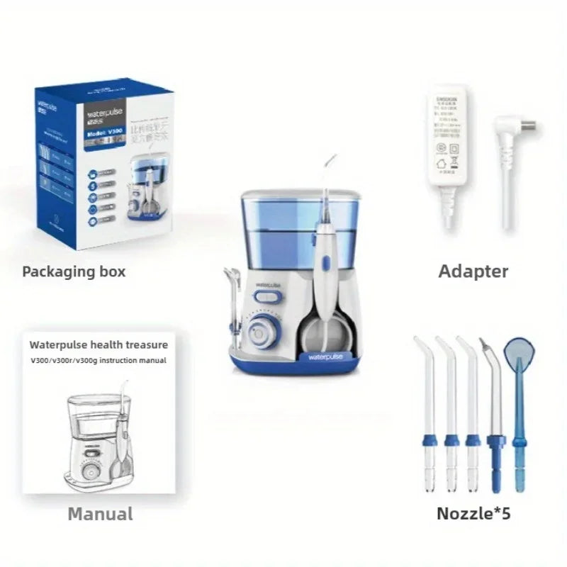 Waterpulse V300 Electric Water Flosser High Pressure Oral Irrigator for Teeth Cleaning Braces Gum Care 5 Nozzles Portable